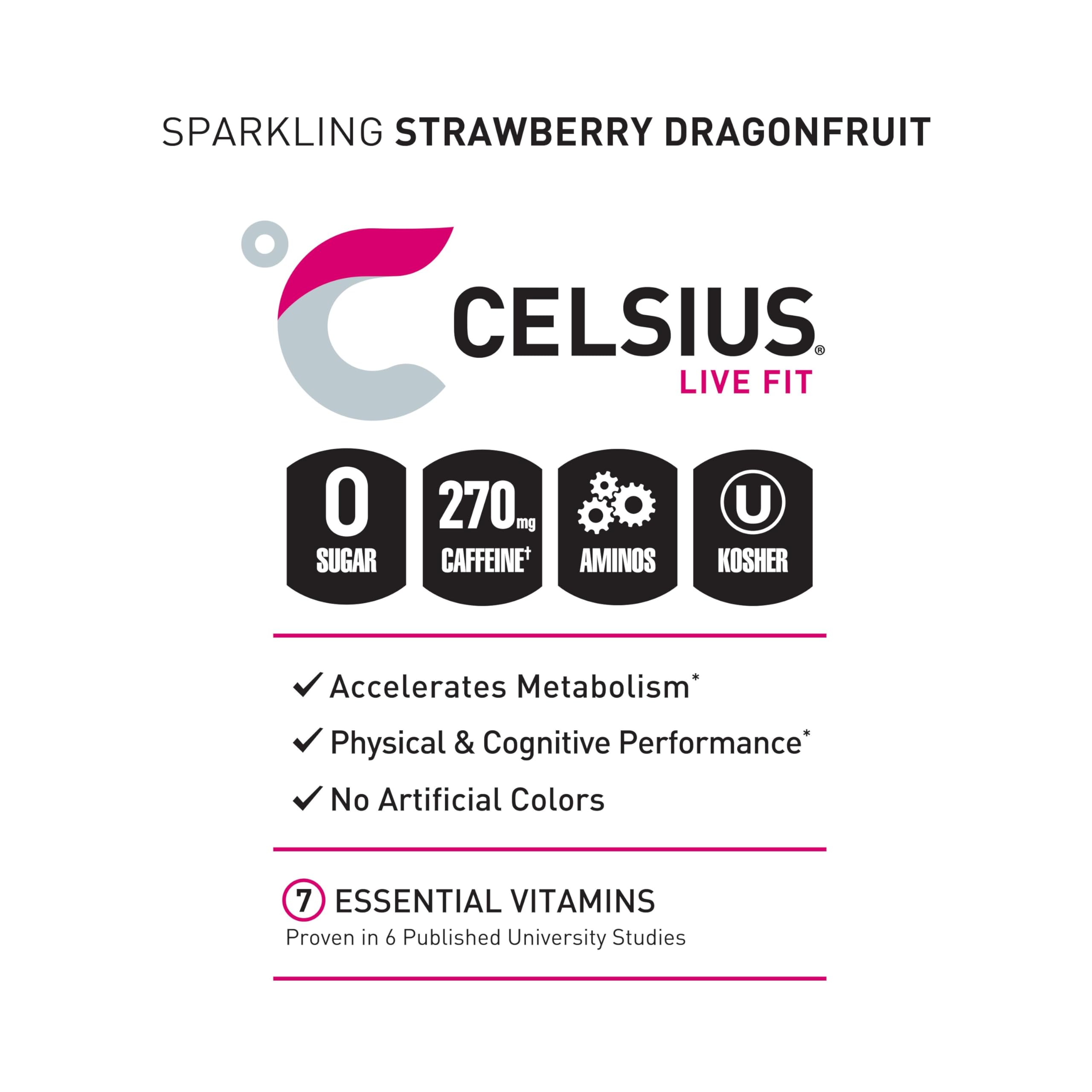 CELSIUS ESSENTIALS, Sparkling Dragonberry, Performance Energy Drink 16 Fl Oz CELSIUS buy supplements canada