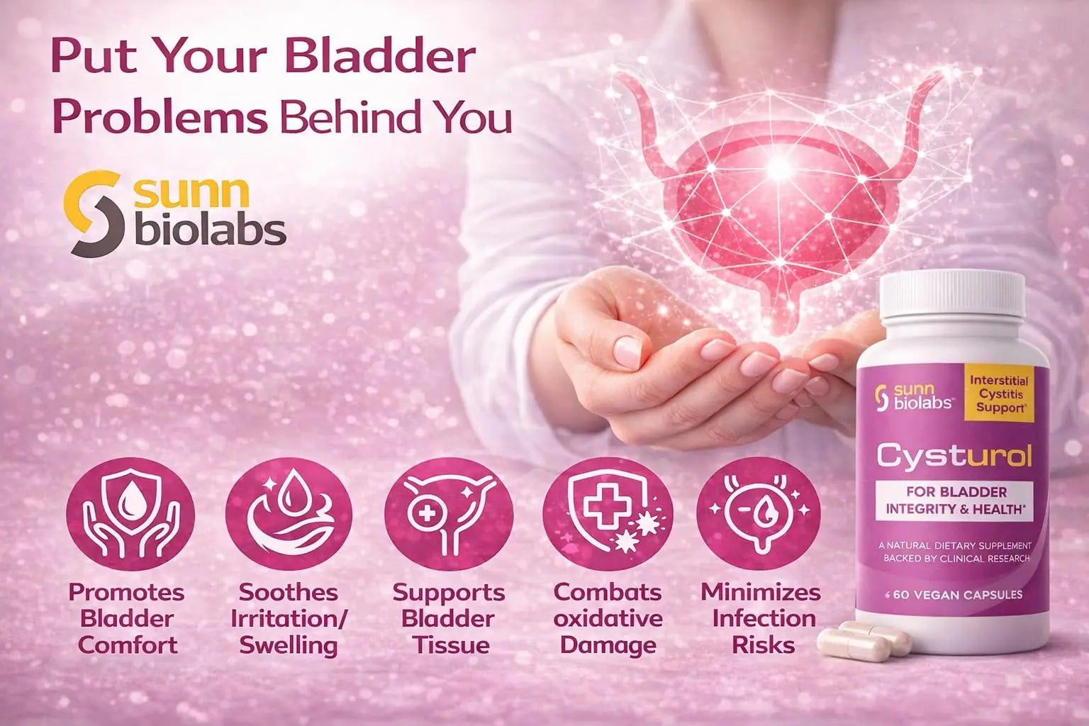 CYSTUROL® Bladder Support Supplement | Interstitial Cystitis (IC) | Bladder Pain | Urinary Tract Health | Clinically Studied Formula for Bladder Inflammation, UTI, Mast Cell Support & Urinary Urgency SUNN BIOLABS buy supplements canada