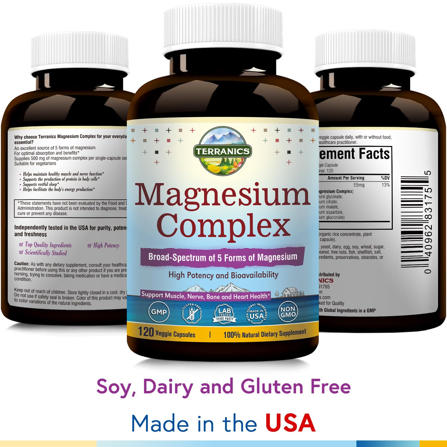 Terranics Magnesium Complex, Total 240 Capsules, Max Absorption, Glycinate, Citrate Terranics buy supplements canada