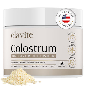 Elavite Bovine Colostrum Powder (Unflavored) Grass Fed Colostrum Supplement for Gut Health, Immune Support Healthy Hair, Skin & Nails - 30 Servings Elavite buy supplements canada