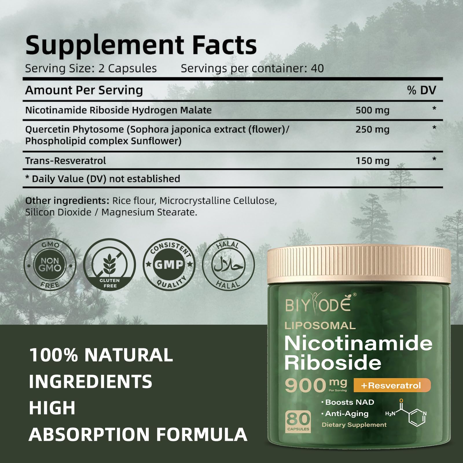NAD Supplement with Liposomal Resveratrol – 900mg NAD Booster with Quercetin Phytosome for Energy, Focus & Healthy Aging – Cellular Support for Adults 30+ – 80 Capsules, 40-Day Supply BIYODE buy supplements canada