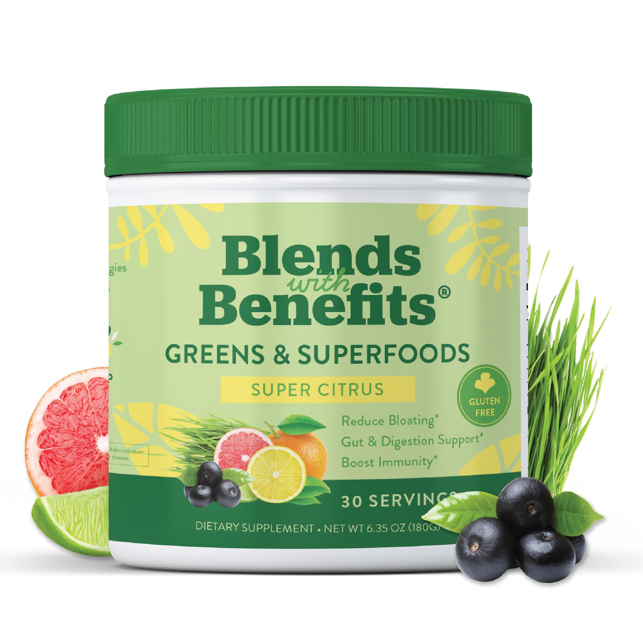 360 Nutrition Blends with Benefits Super Greens Powder w/Probiotics, Digestive Enzymes, Sugar & Gluten Free, Plant Based Superfood Drink Mix for Gut Health, Bloating, Immunity, Overall Health, 6.35 oz 360 Nutrition buy supplements canada
