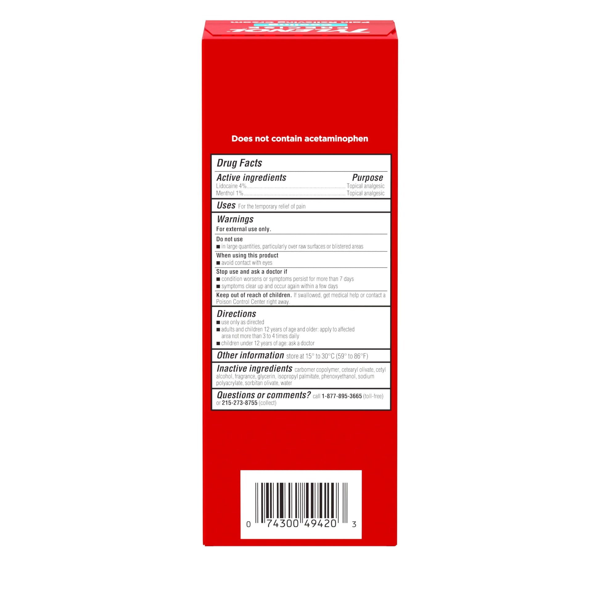 Tylenol Precise Cooling Cream, Strong Pain Relief with Fast-Acting Sensation, 4% Lidocaine, 1% Menthol, Maximum OTC Strength Relief for Back, Muscle & Joint, Numbing Cream Rollerball Applicator, 4 oz Tylenol buy supplements canada