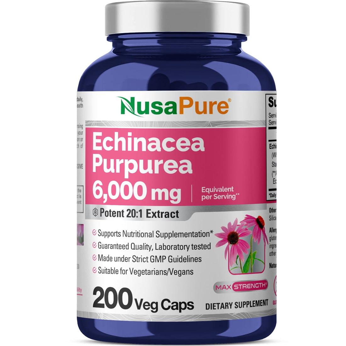 NusaPure Echinacea 20:1 Extract, 300 mg Equivalent to 6,000mg 200 Veggie Caps, Vegan, Non-GMO, Gluten Free Supplement NusaPure buy supplements canada