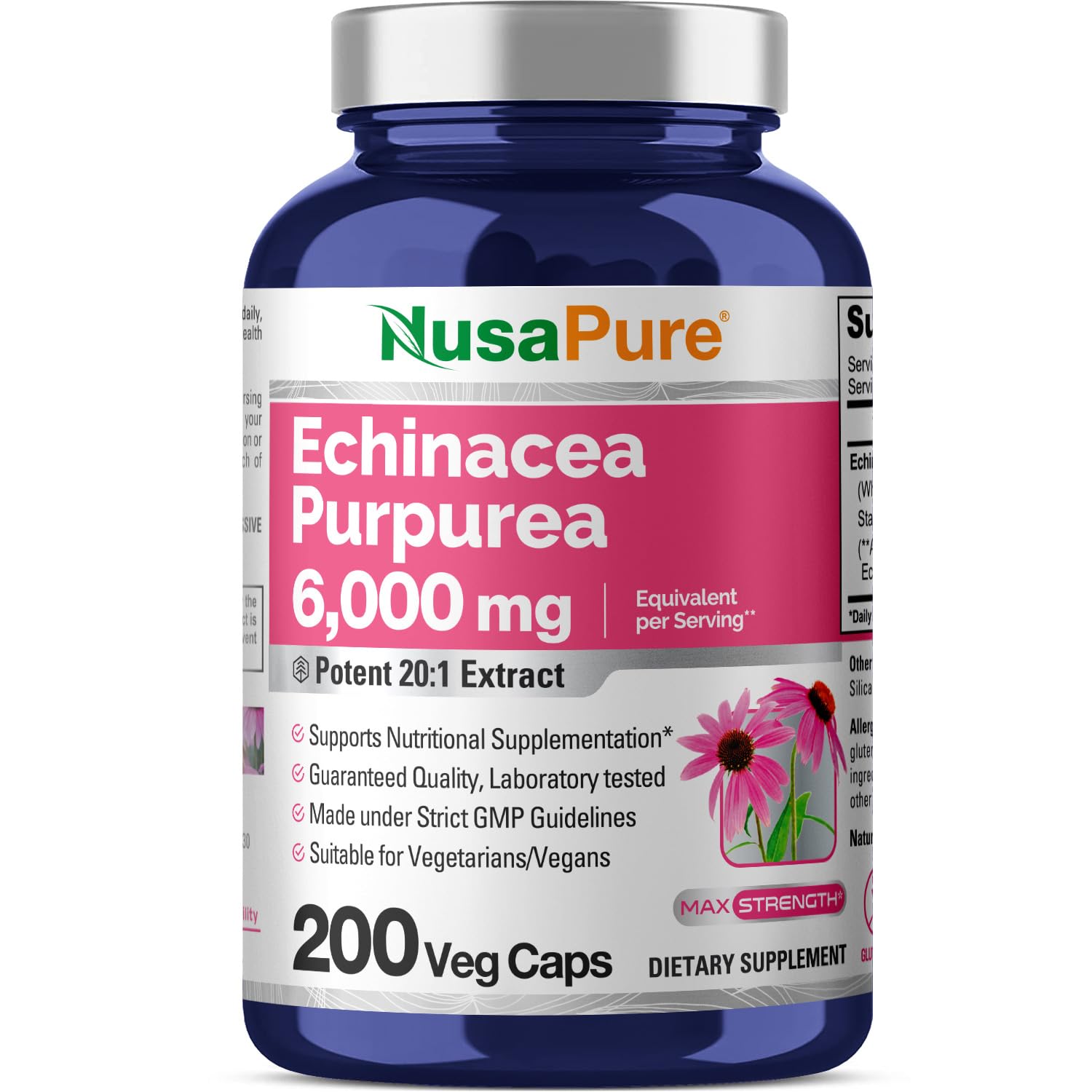 NusaPure Echinacea 20:1 Extract, 300 mg Equivalent to 6,000mg 200 Veggie Caps, Vegan, Non-GMO, Gluten Free Supplement NusaPure buy supplements canada