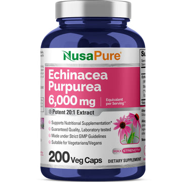 NusaPure Echinacea 20:1 Extract, 300 mg Equivalent to 6,000mg 200 Veggie Caps, Vegan, Non-GMO, Gluten Free Supplement NusaPure buy supplements canada