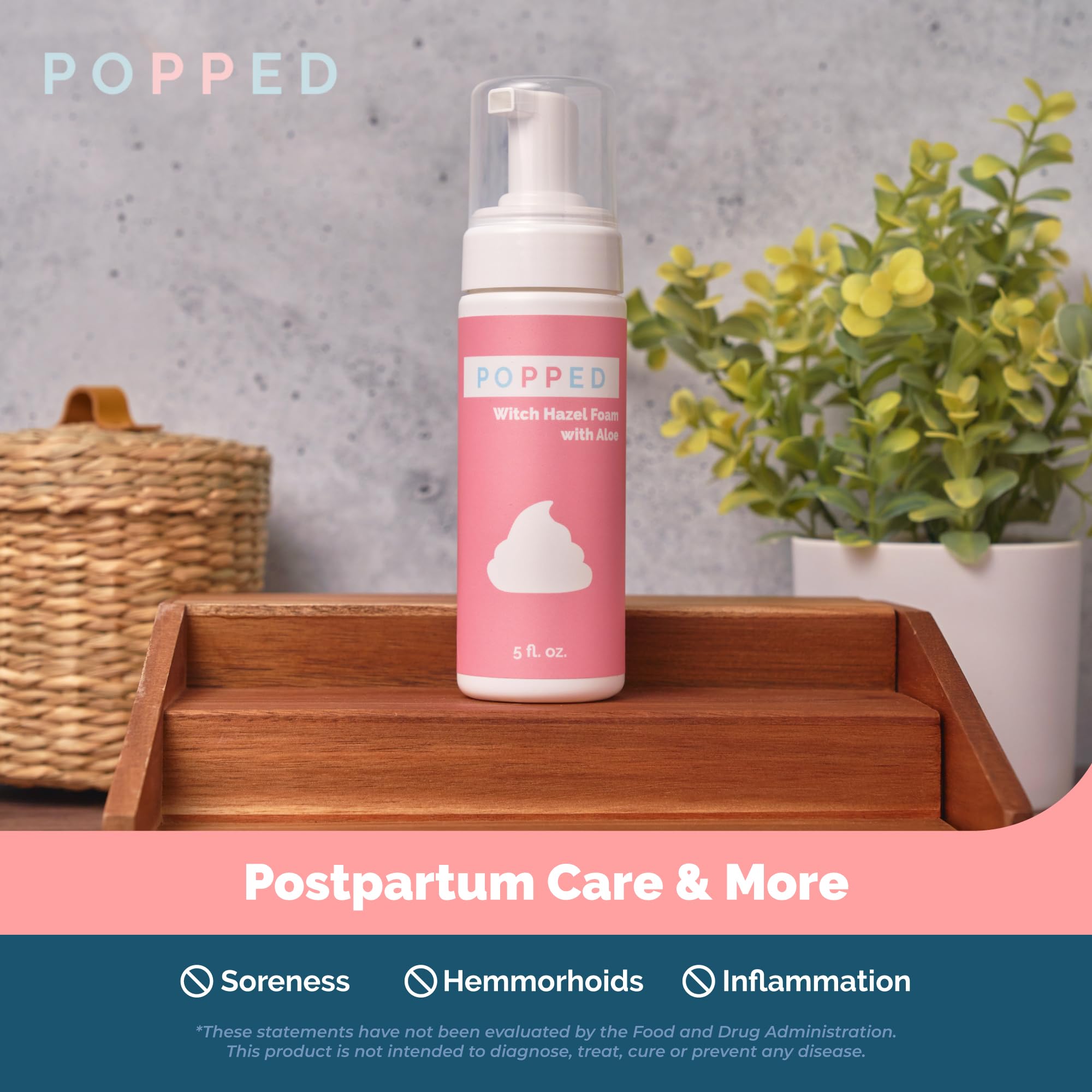 POPPED Witch Hazel Foam with Aloe (5 fl oz) | Perineal Healing Foam for Postpartum Care | Relieves Pain, Hemorrhoids, and Swelling After Birth | Postpartum Essential POPPED buy supplements canada