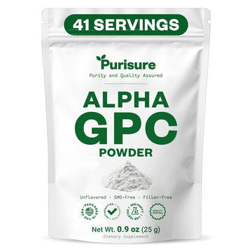 Purisure Alpha GPC Powder, 25 g, Pure Alpha GPC Choline Supplement for Brain and Focus, CDP Choline Supplements for Memory Performance & Concentration, No Fillers, Non-GMO, Offers 41 Servings Purisure buy supplements canada
