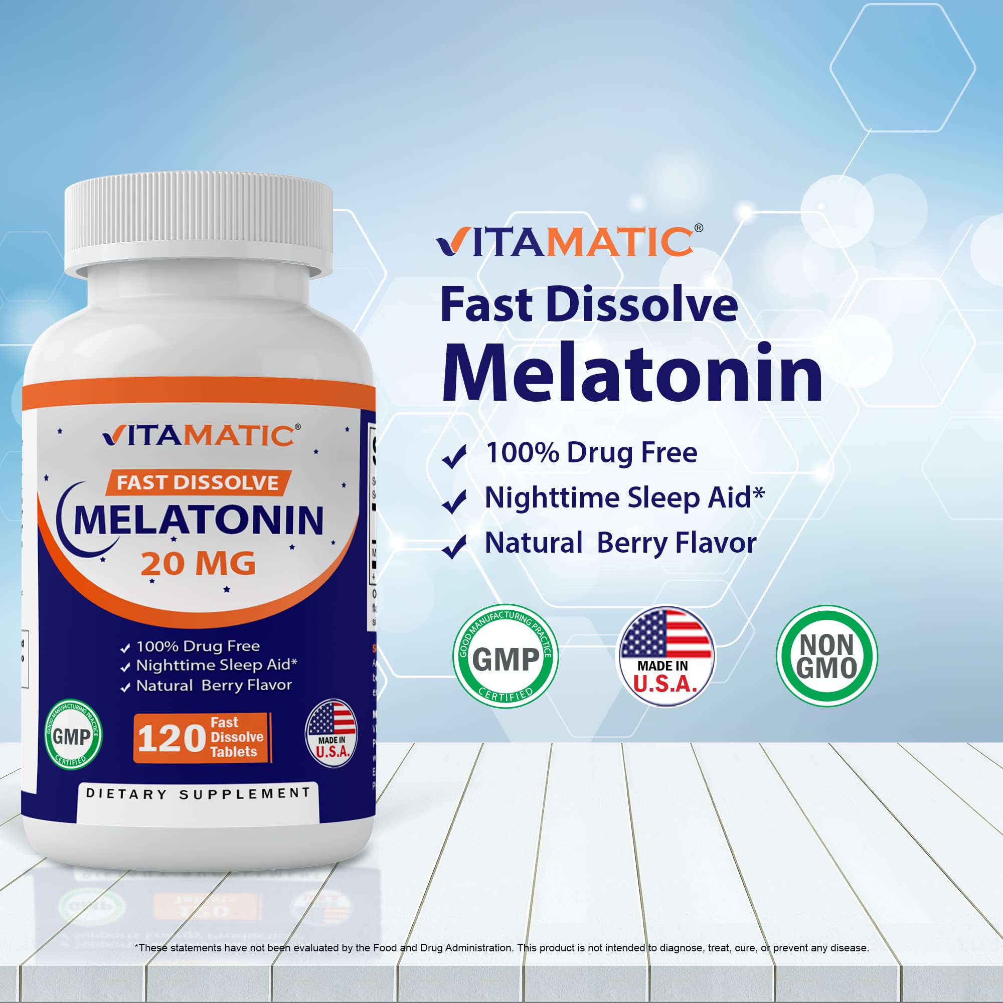Vitamatic Melatonin 20mg Tablets | Vegetarian, Non-GMO, 6 pack Vitamatic buy supplements canada
