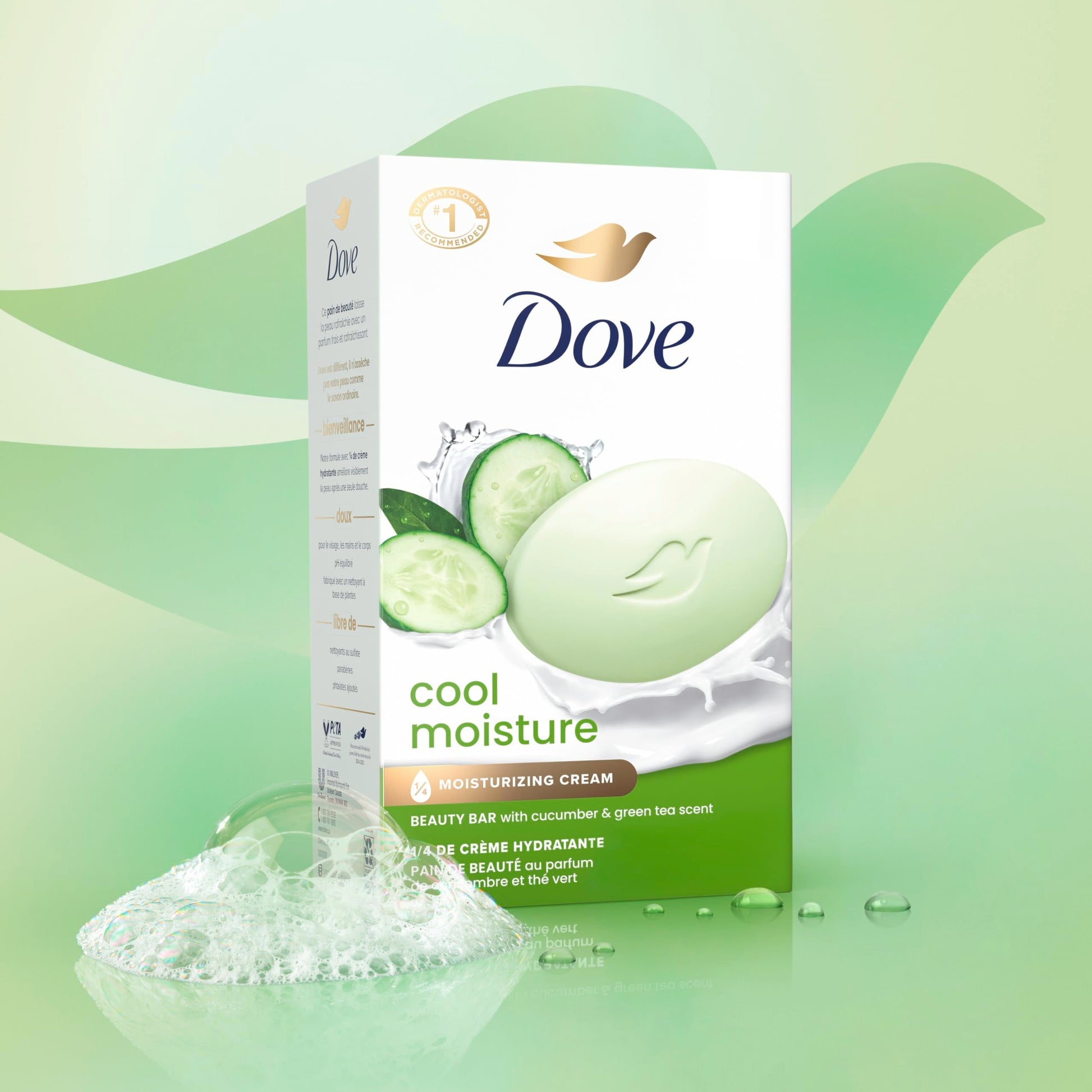 Dove Beauty Bar Soap Cool Moisture Cucumber & Green Tea Scent, 6 Bars for Refreshed Skin, Leaves Skin Refreshed 3.75 oz Dove buy supplements canada
