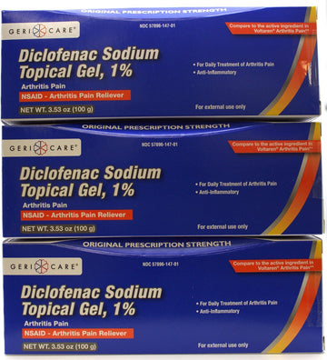 GeriCare Topical Arthritis Pain Relief Gel Diclofenac Sodium 1% (NSAID) Hand Wrist Elbow Foot Ankle Knee Extra-Strength Pain Reliever- Anti-inflammatory Arthritis Pain Treatment, 3.53oz (3 Pack) GeriCare buy supplements canada