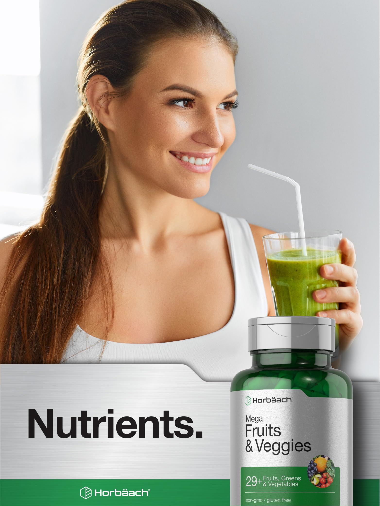 Horbäach Mega Fruits and Veggies Supplement | 100 Capsules | Vegetarian, Non-GMO and Gluten Free Horbäach buy supplements canada