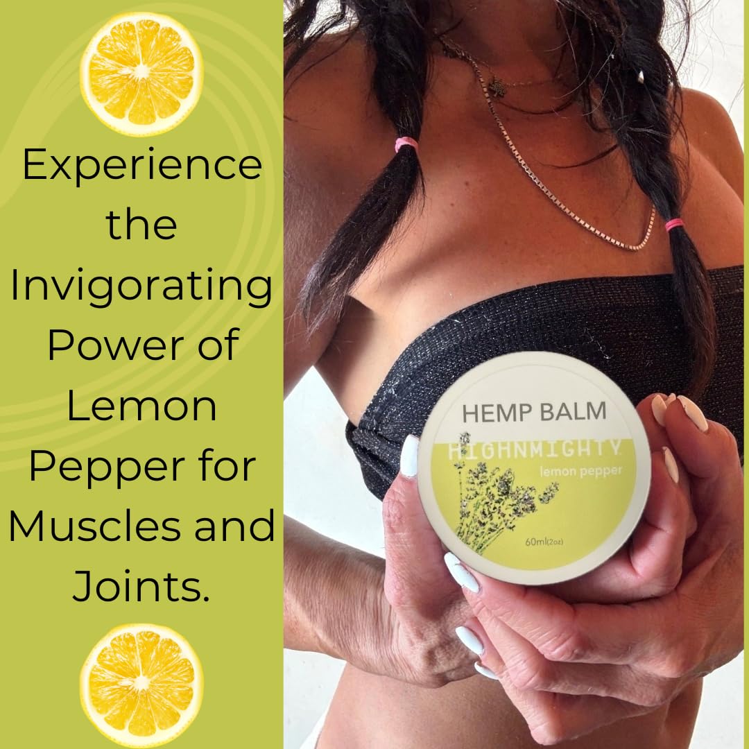 Highnmighty Maximum Strength Lemon Pepper Hemp Balm Salve | Daytime Relief, Relaxing, Natural, Fast-Acting Topical Cream for Muscle Joint Back Knee Shoulder Neck Elbow Hand Foot Relief, 60ml (2oz) Highnmighty buy supplements canada