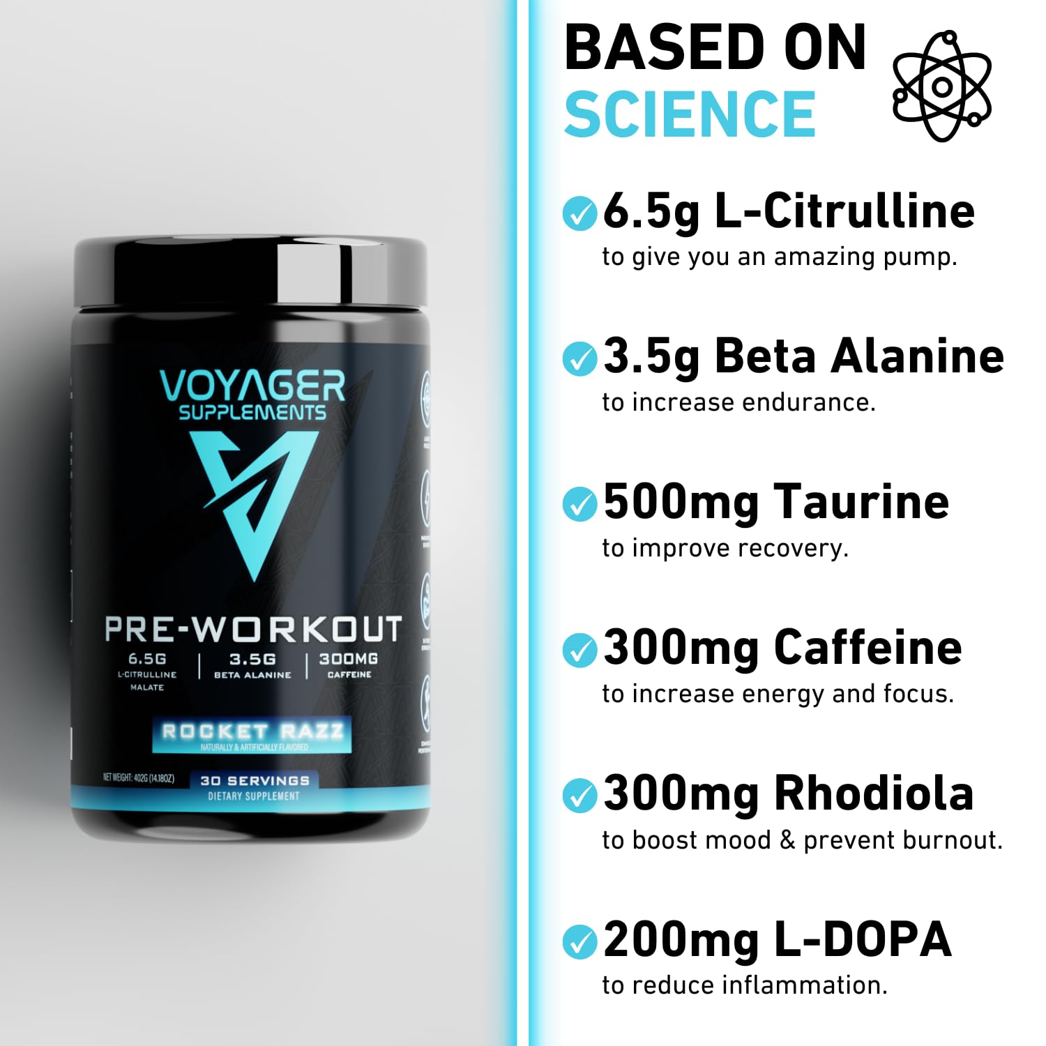 Voyager Supplements Pre-Workout Powder | Rocket Razz | Intense Pump | Maximized Voyager Supplements buy supplements canada