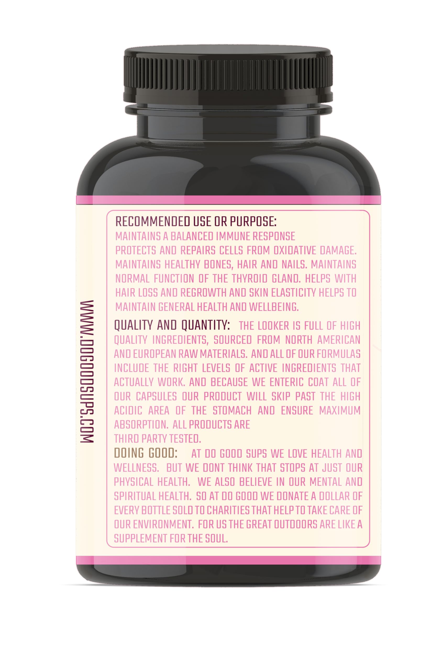 Do Good Sups The Looker 60 Caps- Skin Hair and Nails Vitamins - Natural Collagen Production - Reduces Hair Thinning - Skin Elasticity - Skin Moisture - Plant Sterols Bromelain Zinc Vitamin E Selenium Do Good Sups buy supplements canada