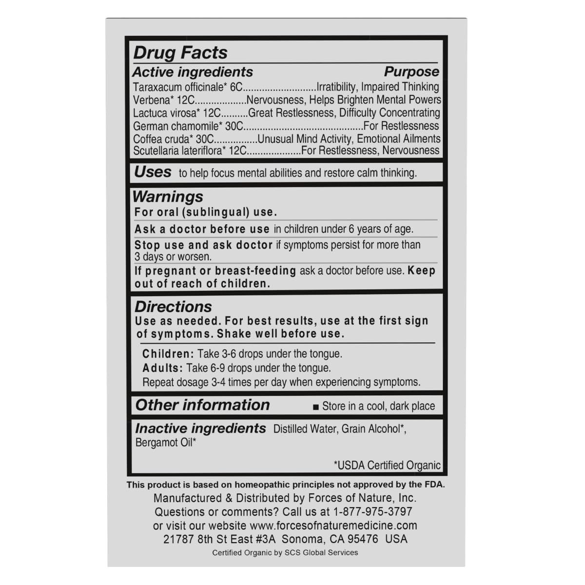 Forces of Nature Focus Supplement, Focus More Homeopathic Medicine, Nootropics Brain Support Supplement, Helps Memory & Concentration, 1 fl oz Forces of Nature buy supplements canada