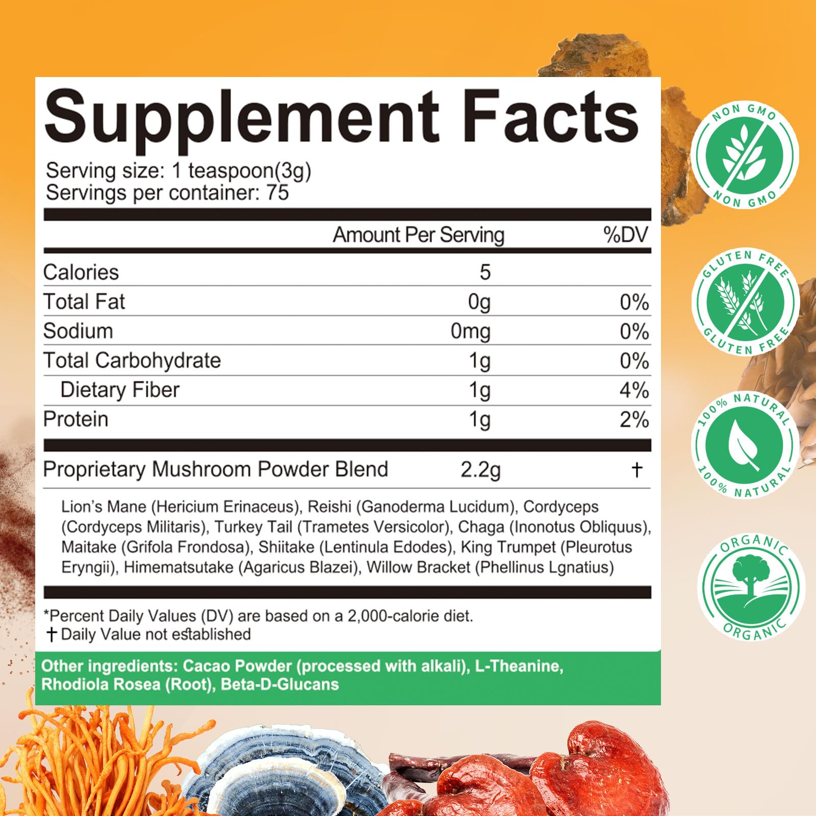 Mushroom Powder Blend (75 Servings), Ten Mushroom Supplement with Lions Mane Mutsweet buy supplements canada