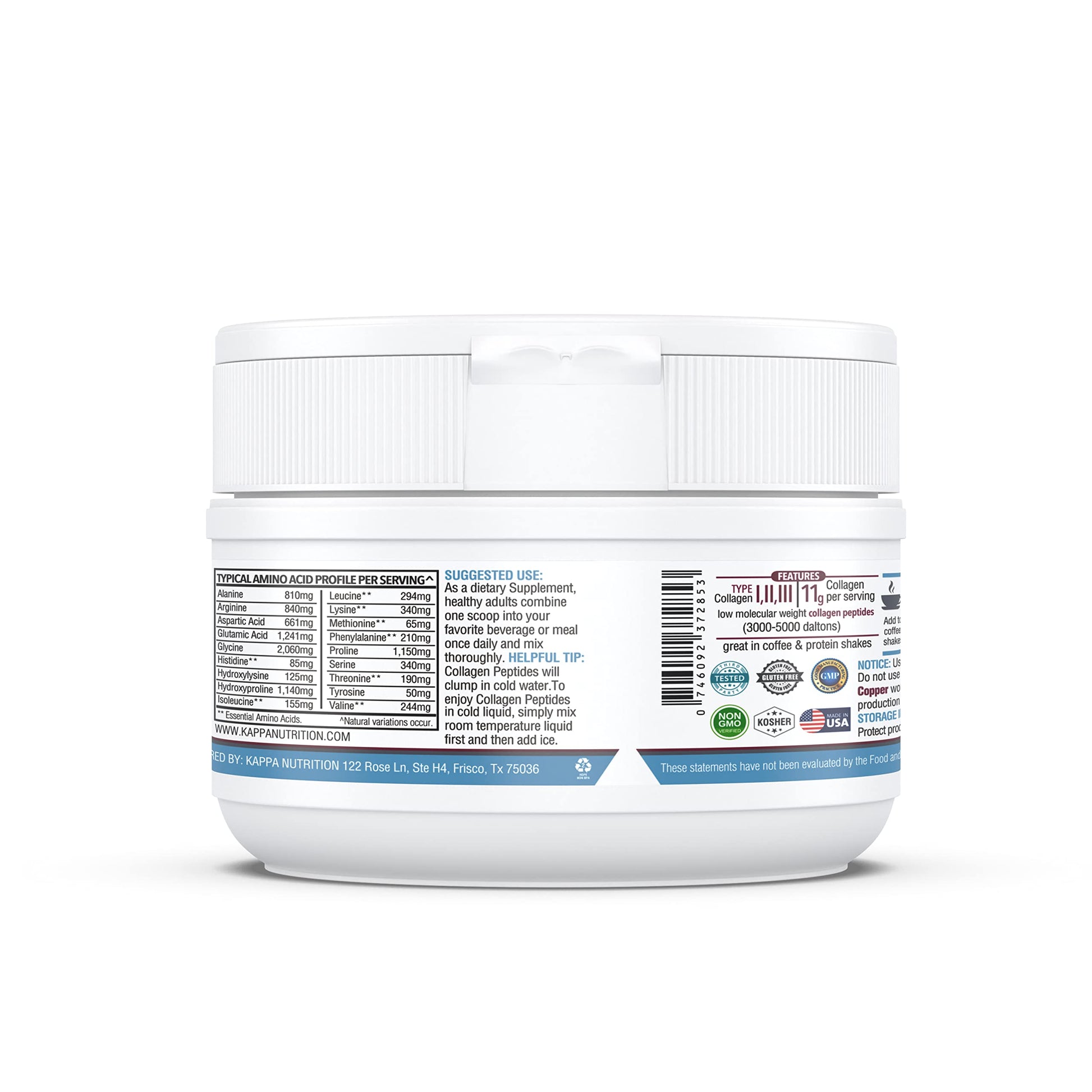 KAPPA NUTRITION Collagen Type I, II, III, 6 Billion Probiotic Acid Resistance, Hyaluronic Acid, Vitamin C, Biotin, Copper and MCT Oil, Beautiful Hair, Nails, & Skin, Collagen Peptides 9 in 1 (11.9oz) KAPPA NUTRITION buy supplements canada