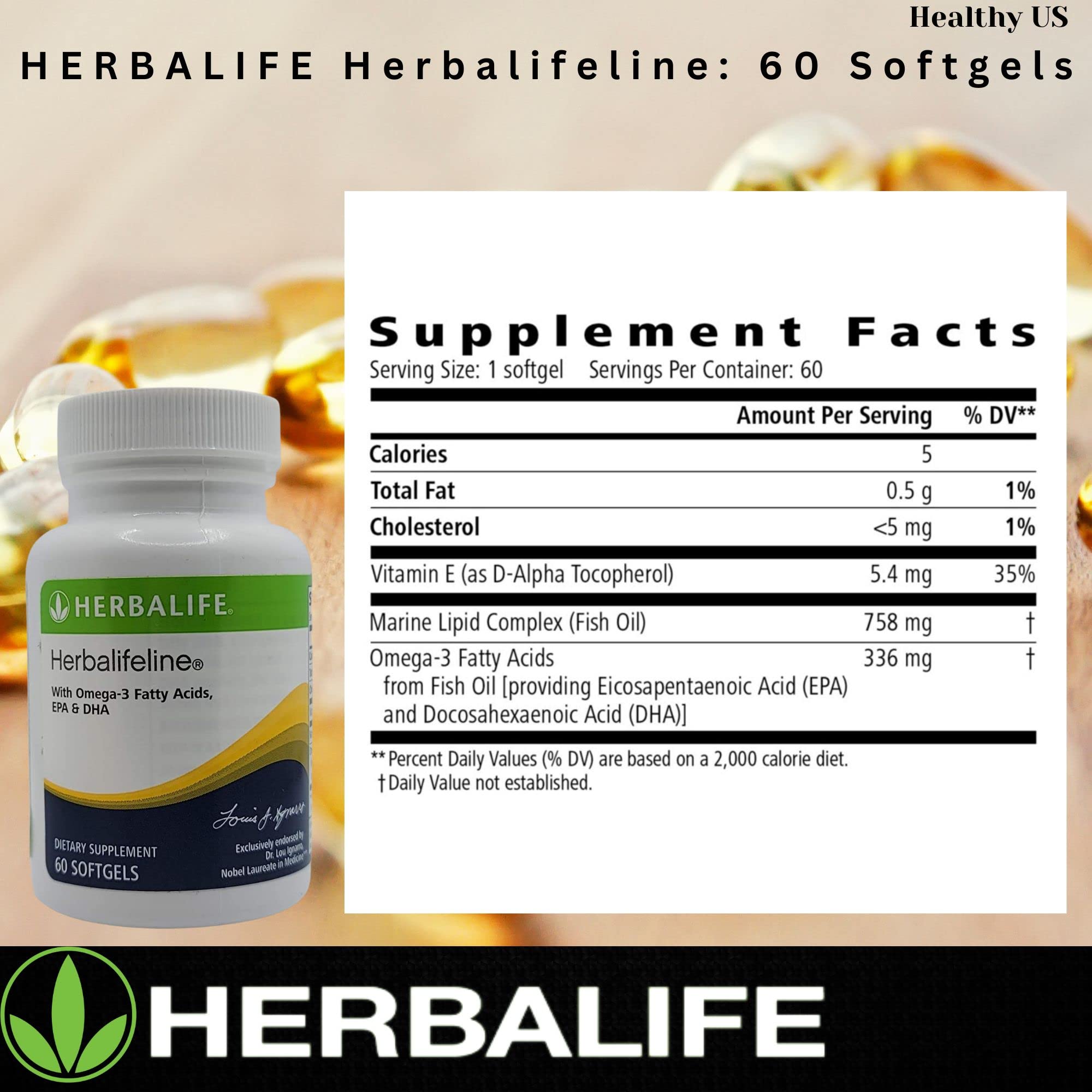 Herbalife Herbalifeline: 60 Softgels with Vitamin E, Marine Lipid Complex, Omega-3 Fatty Herbalife buy supplements canada