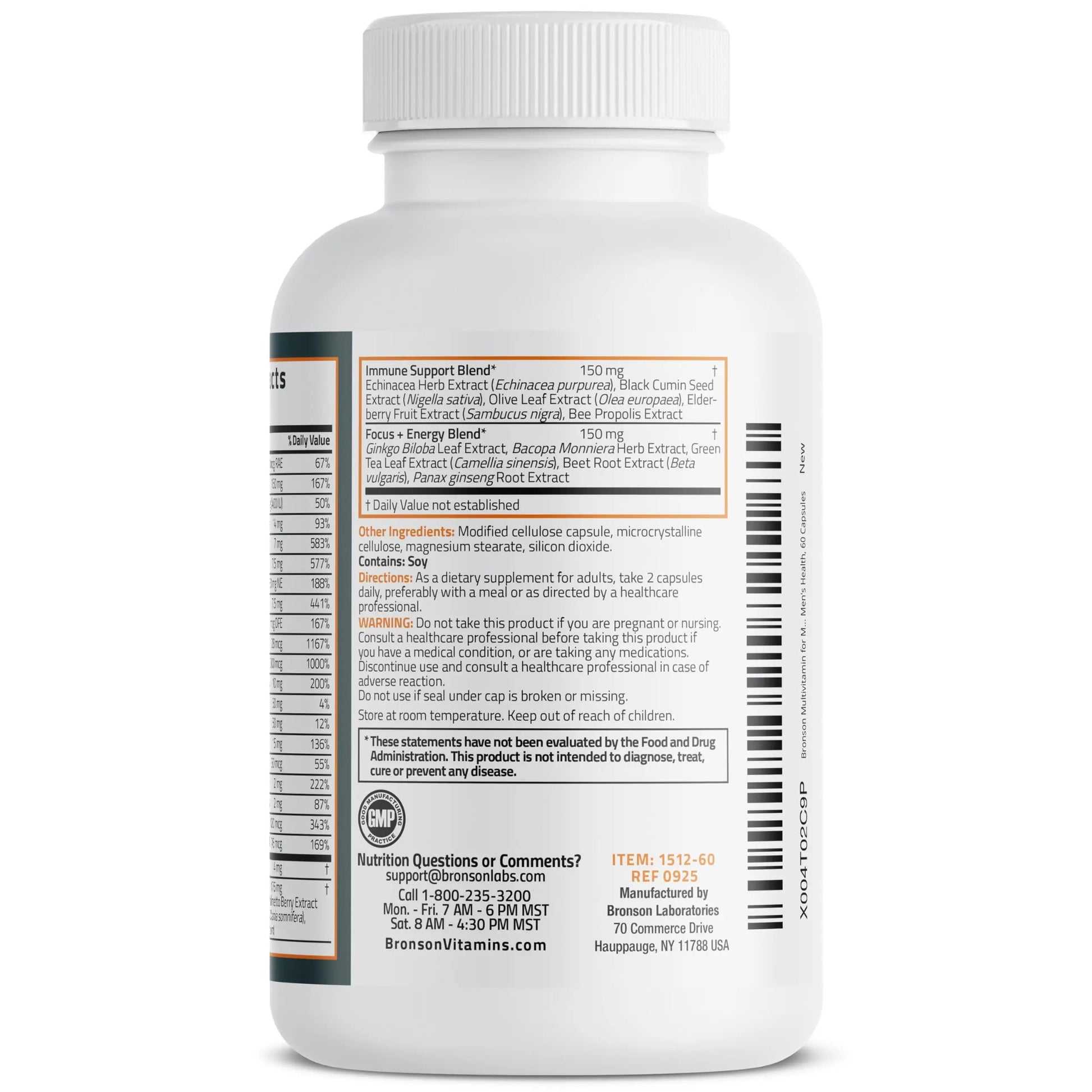 Bronson Multivitamin for Men All-in-One Daily Coverage Formula Key Vitamins, Minerals & Herbs to Support Men's Health, 60 Capsules Bronson buy supplements canada