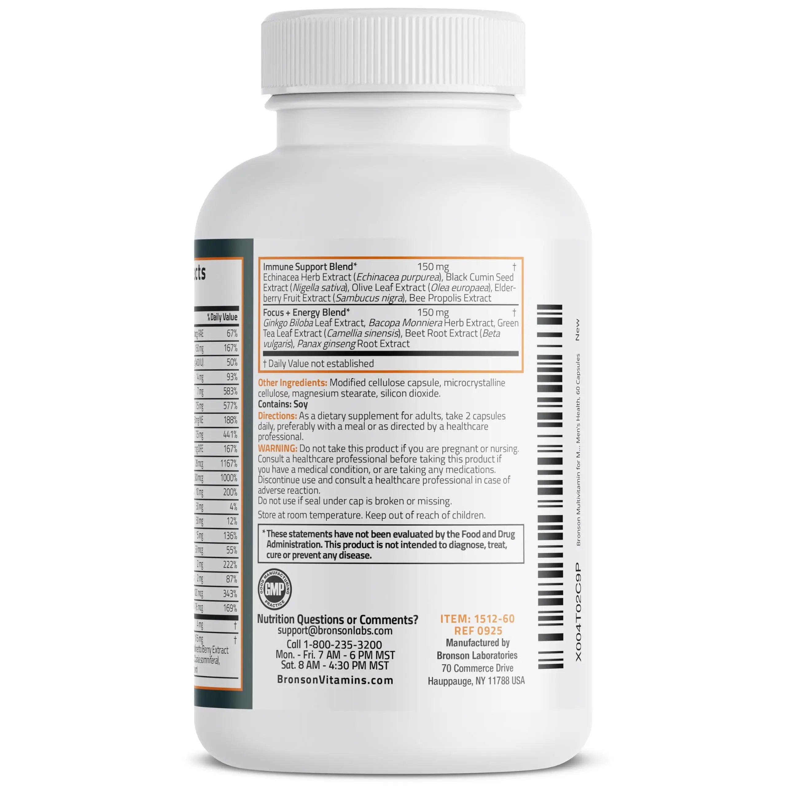 Bronson Multivitamin for Men All-in-One Daily Coverage Formula Key Vitamins, Minerals & Herbs to Support Men's Health, 60 Capsules Bronson buy supplements canada