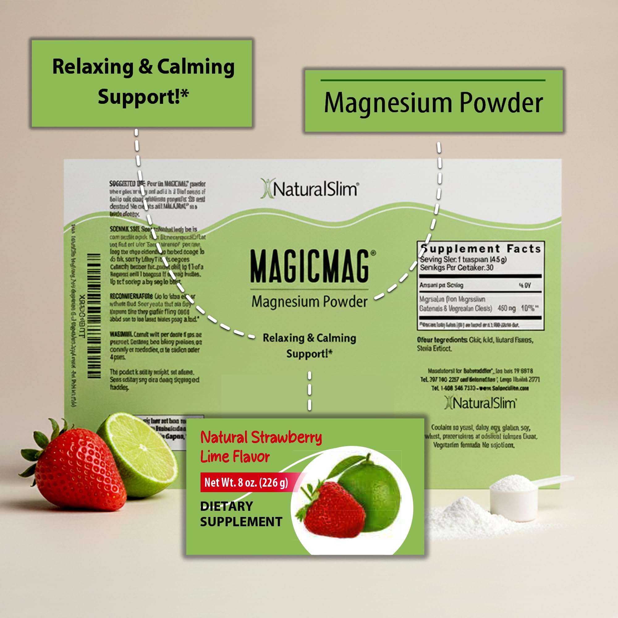 NaturalSlim MagicMag Magnesium Citrate Powder Drink for Relaxation, Stress, Constipation, Better Rest & Digestive Health, Magnesium Supplement for Women and Men NaturalSlim buy supplements canada
