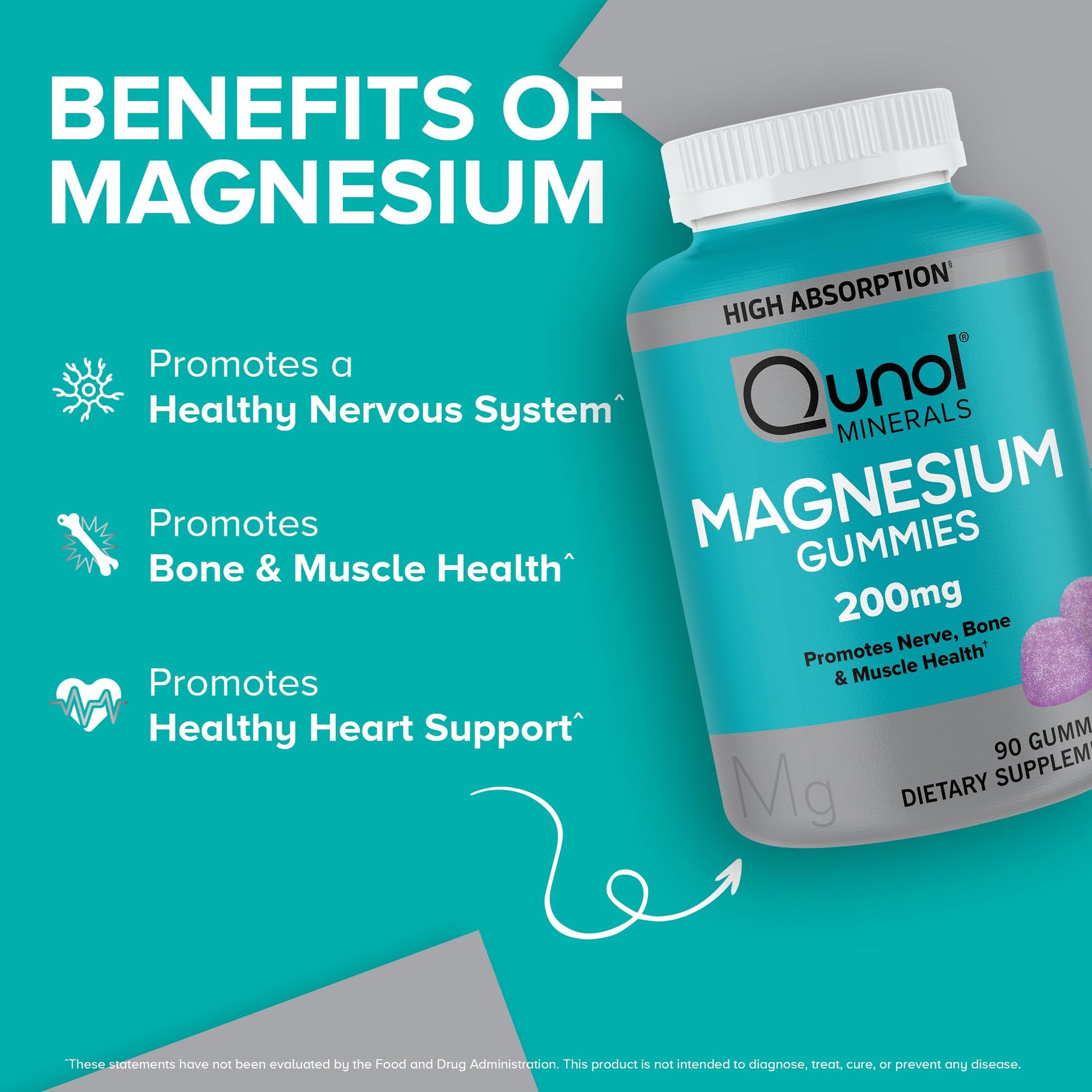 Qunol Magnesium Gummies for Adults, 200mg Elemental Magnesium (from 1,750mg Magnesium Citrate), High Absorption Magnesium Supplement, Supports Nerve, Bone and Muscle Health, Vegetarian, 90 Count Qunol buy supplements canada