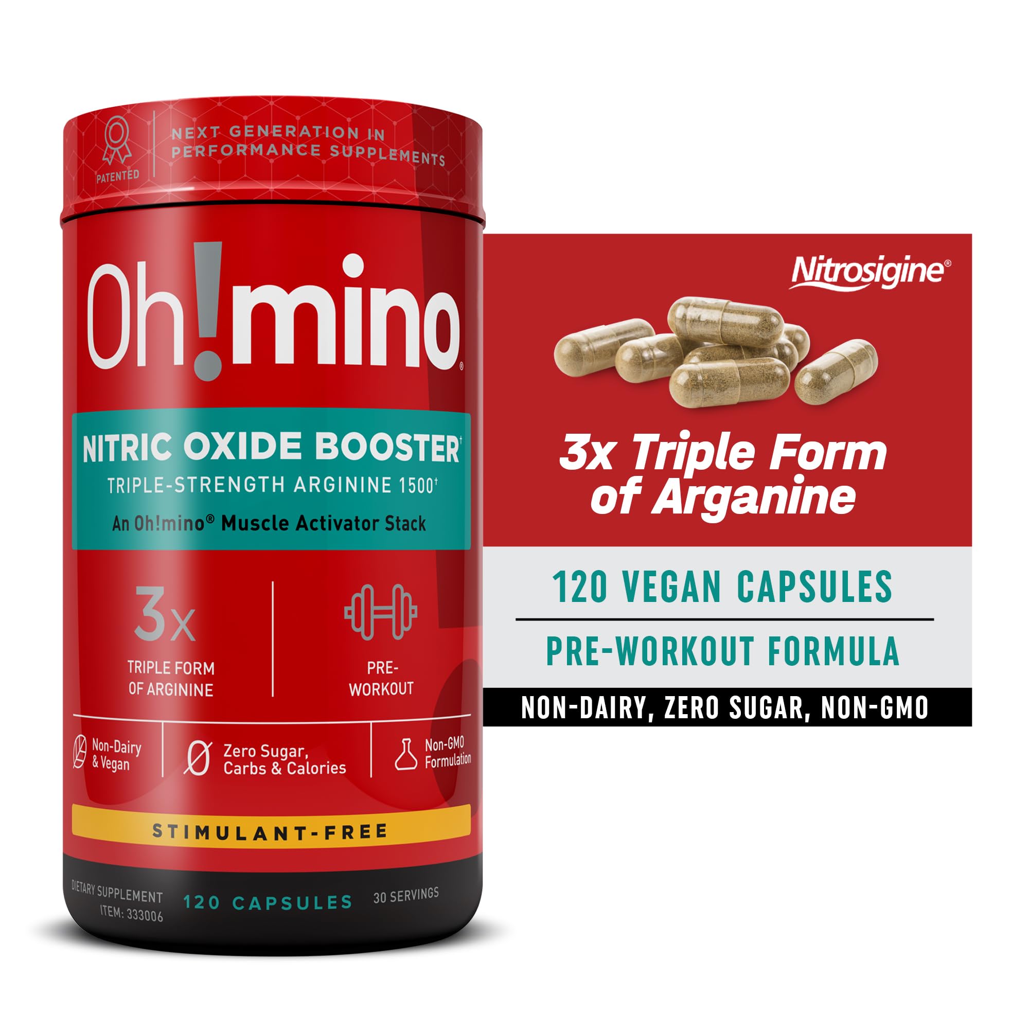 Oh!mino Nitric Oxide Supplement Activator Booster, Triple Strength L-Arginine for Energy Oh!mino buy supplements canada