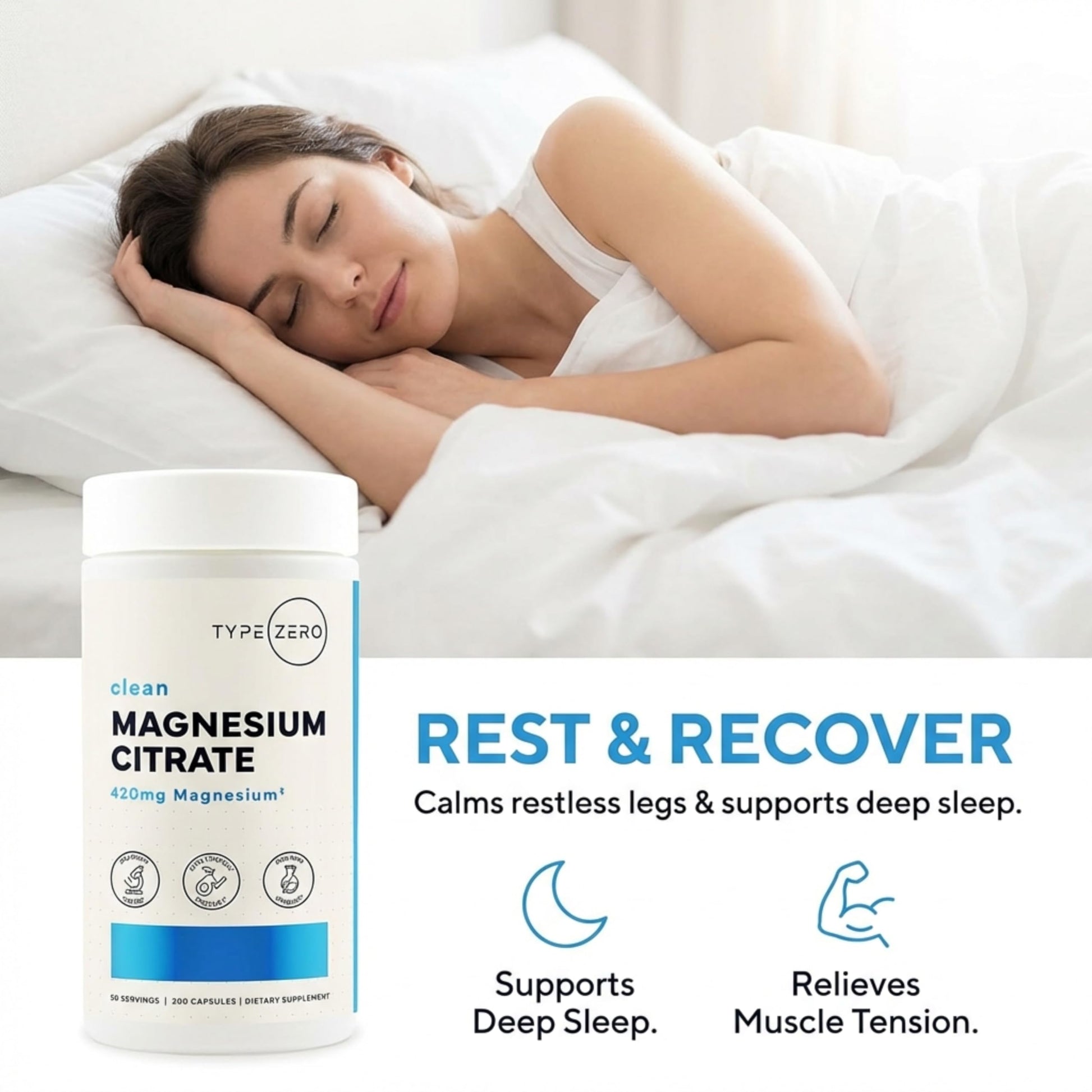 Type Zero Clean Magnesium Citrate Capsules (420mg Per Serving - 200 Capsules) Pure Magnesium Citrate Supplement, Non-GMO - Gluten Free, 50 Servings Type Zero buy supplements canada