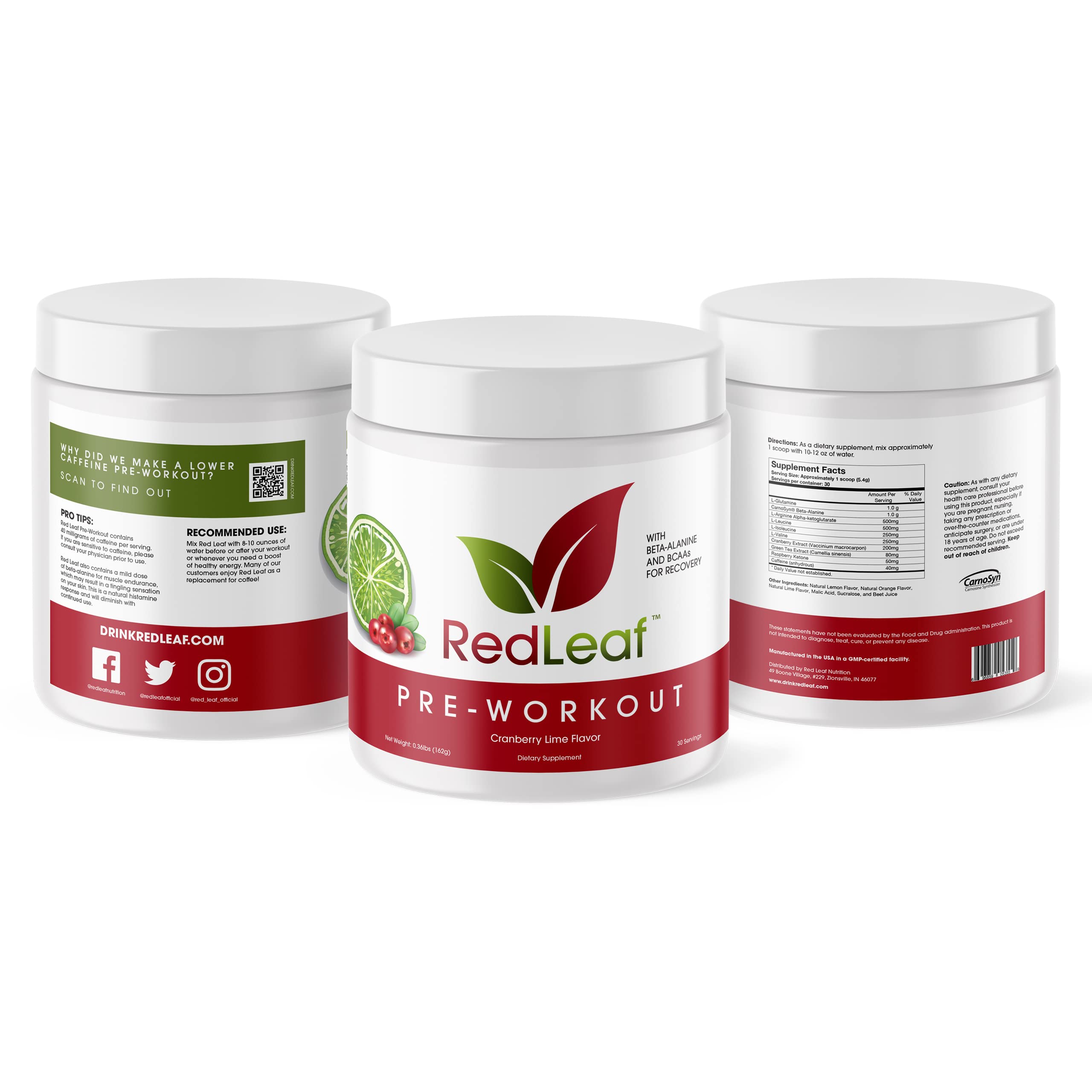 Red Leaf Pre Workout Energizer Powder, BCAA's, Beta-Alanine, Amino Acids and Green Tea Red Leaf buy supplements canada