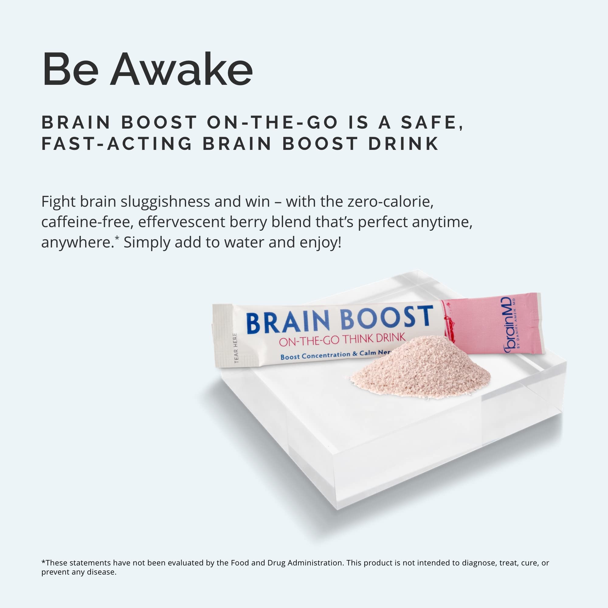 BRAINMD Dr Amen Brain Boost On The Go - 10 Packets, Berry Flavor - Nootropic Drink Powder, Promotes Focus, Clarity & Mental Energy - Caffeine Free, Gluten Free - 10 Servings BRAINMD buy supplements canada