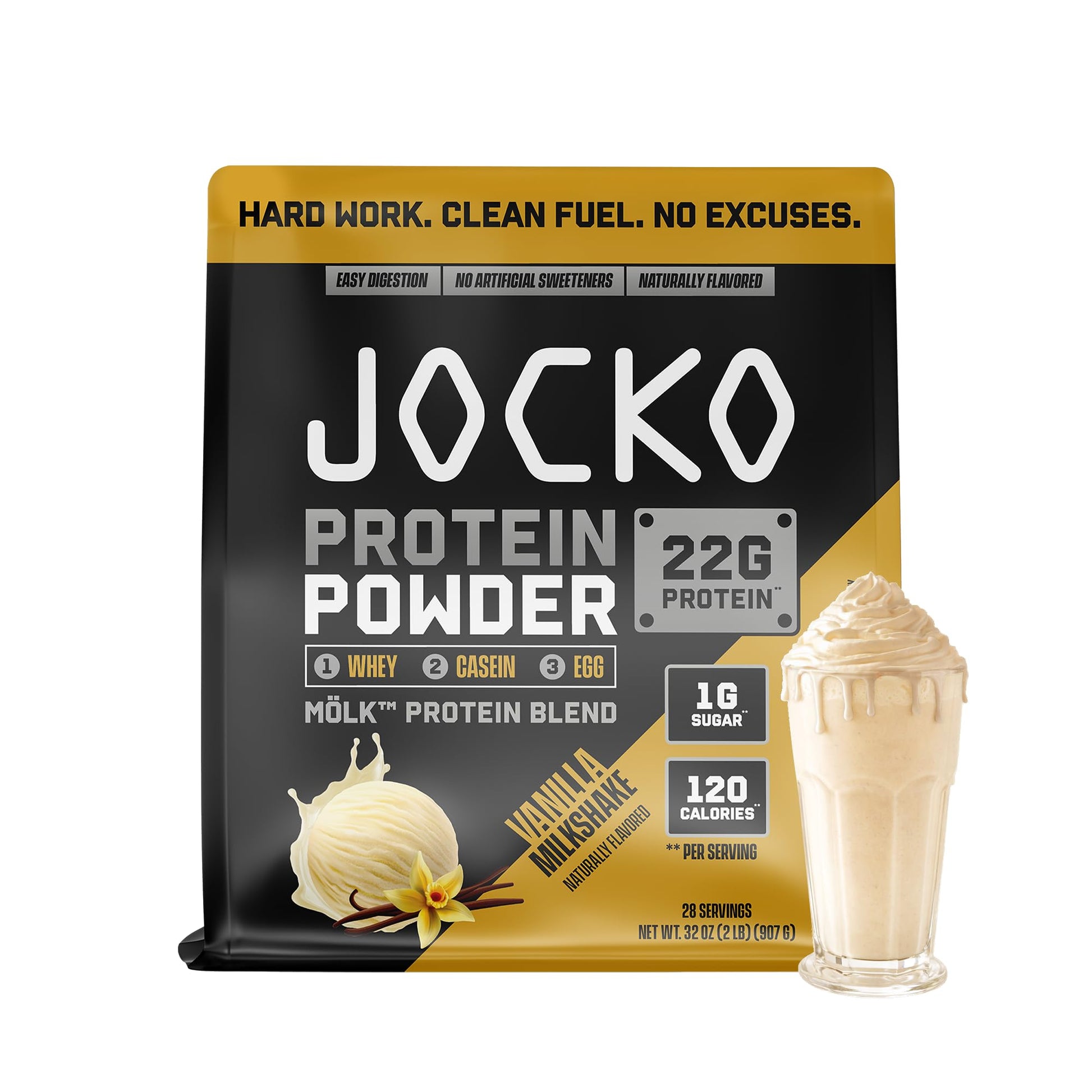 Jocko Fuel Whey Protein Powder, Vanilla Milkshake, 22g Protein, Digestive Enzymes + Probiotic Blend, No Sugar Added, with Essential Amino Acids + Electrolyte Minerals, 28 Servings Jocko Fuel buy supplements canada