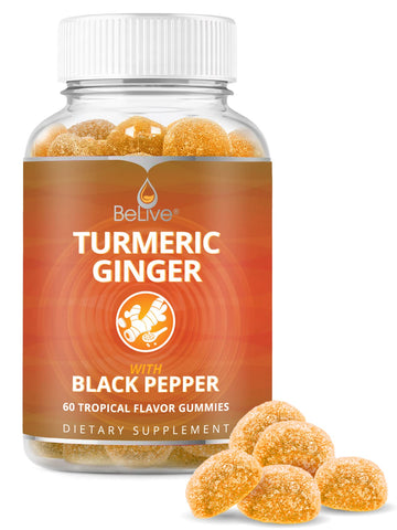 BeLive Turmeric Curcumin with Black Pepper & Ginger - 60 Gummies I Turmeric and Ginger BeLive buy supplements canada