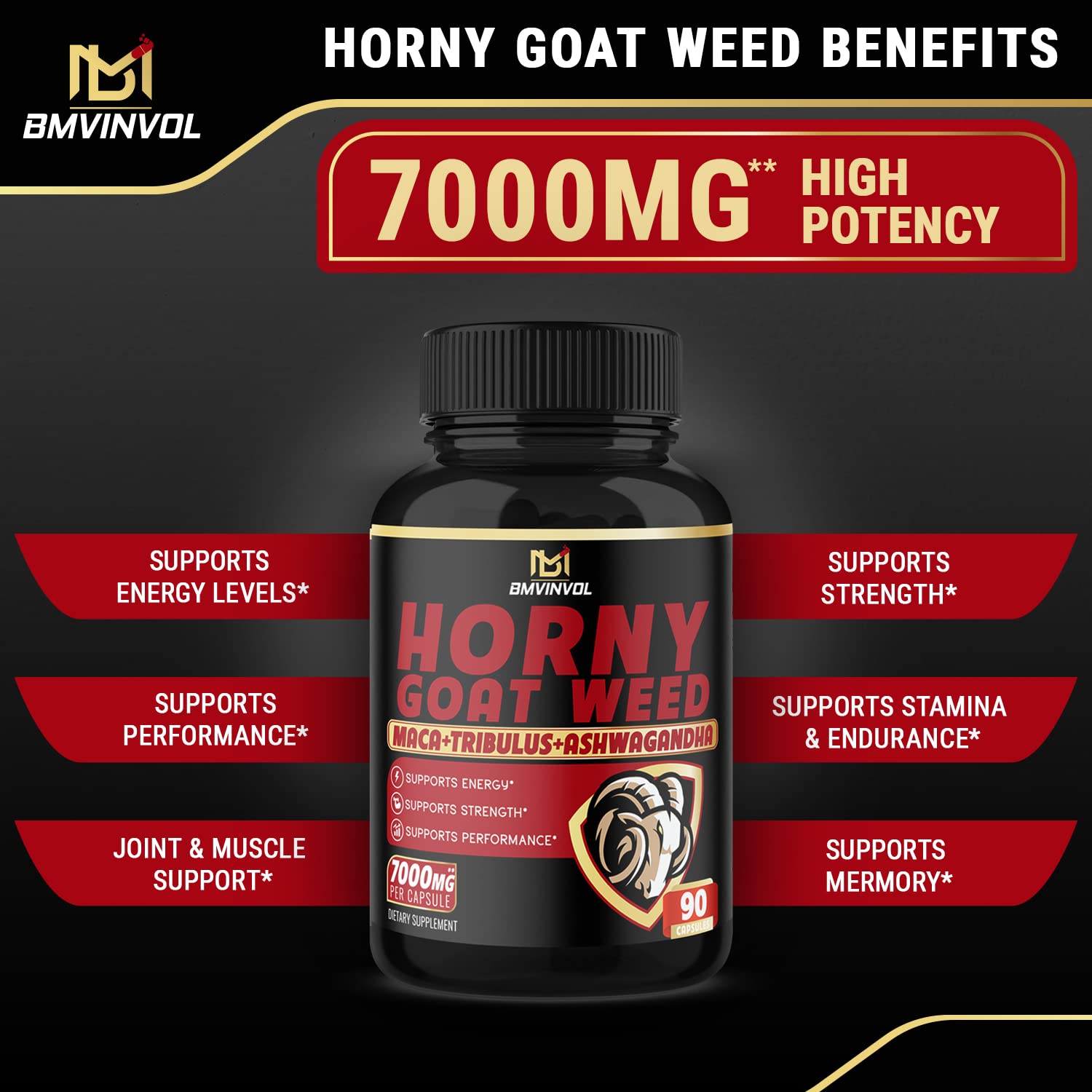 BMVINVOL Horny Goat Weed Capsules - 7000mg Herbal Equivalent BMVINVOL buy supplements canada