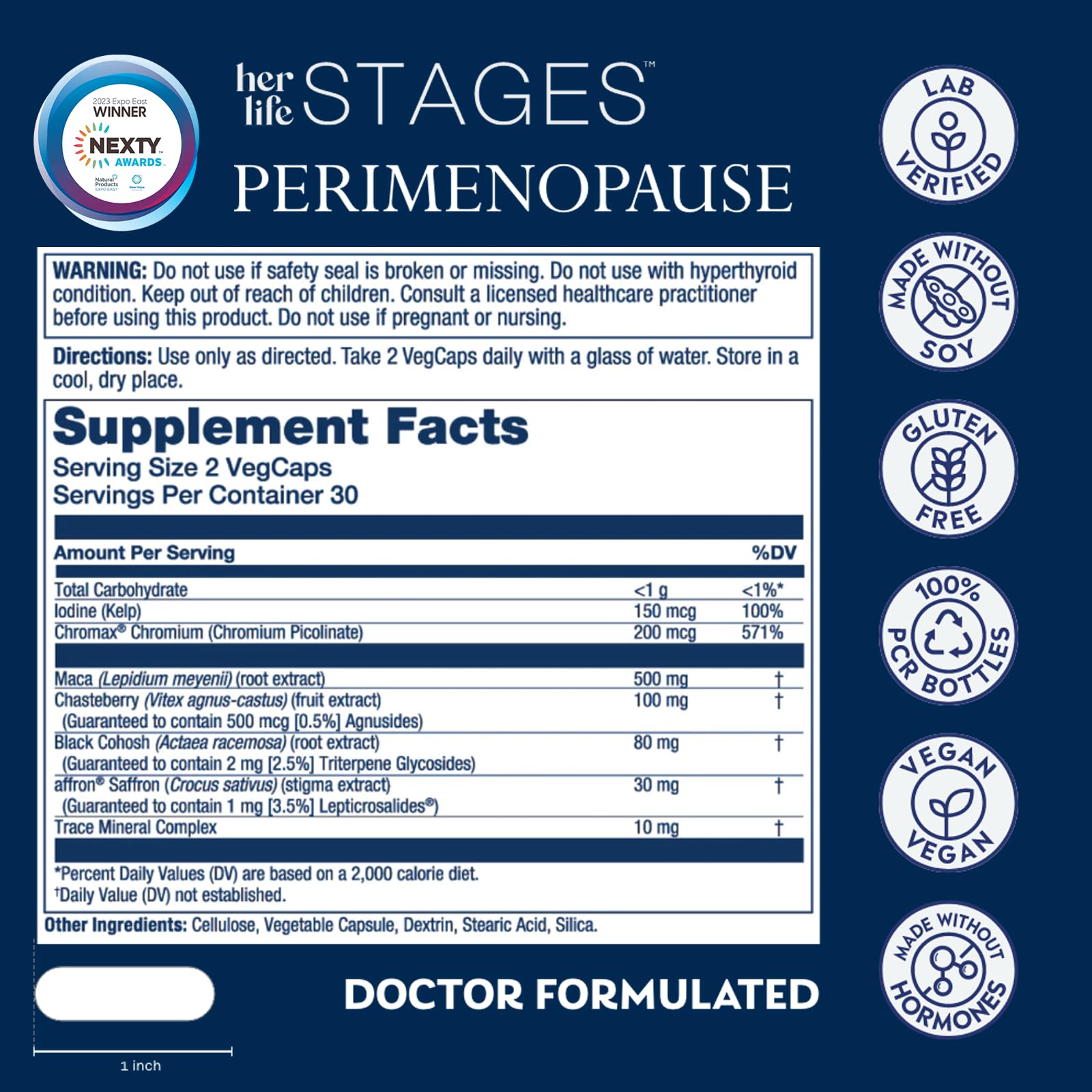 SOLARAY Perimenopause her Life Stages - Perimenopause Supplements Women - Hot Flashes, Menopause Support - Saffron and Chasteberry - Made Without Hormones - 60-Day Guarantee - 30 Servings, 60 VegCaps SOLARAY buy supplements canada