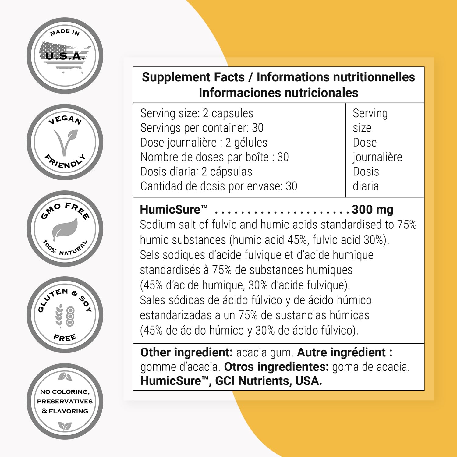Supersmart - Humic and Fulvic Acid Supplement 300mg per Day (Patented & High Strength) - Fulvic Humic Mineral Blend | Non-GMO & Gluten Free - 60 Vegetarian Capsules Supersmart buy supplements canada