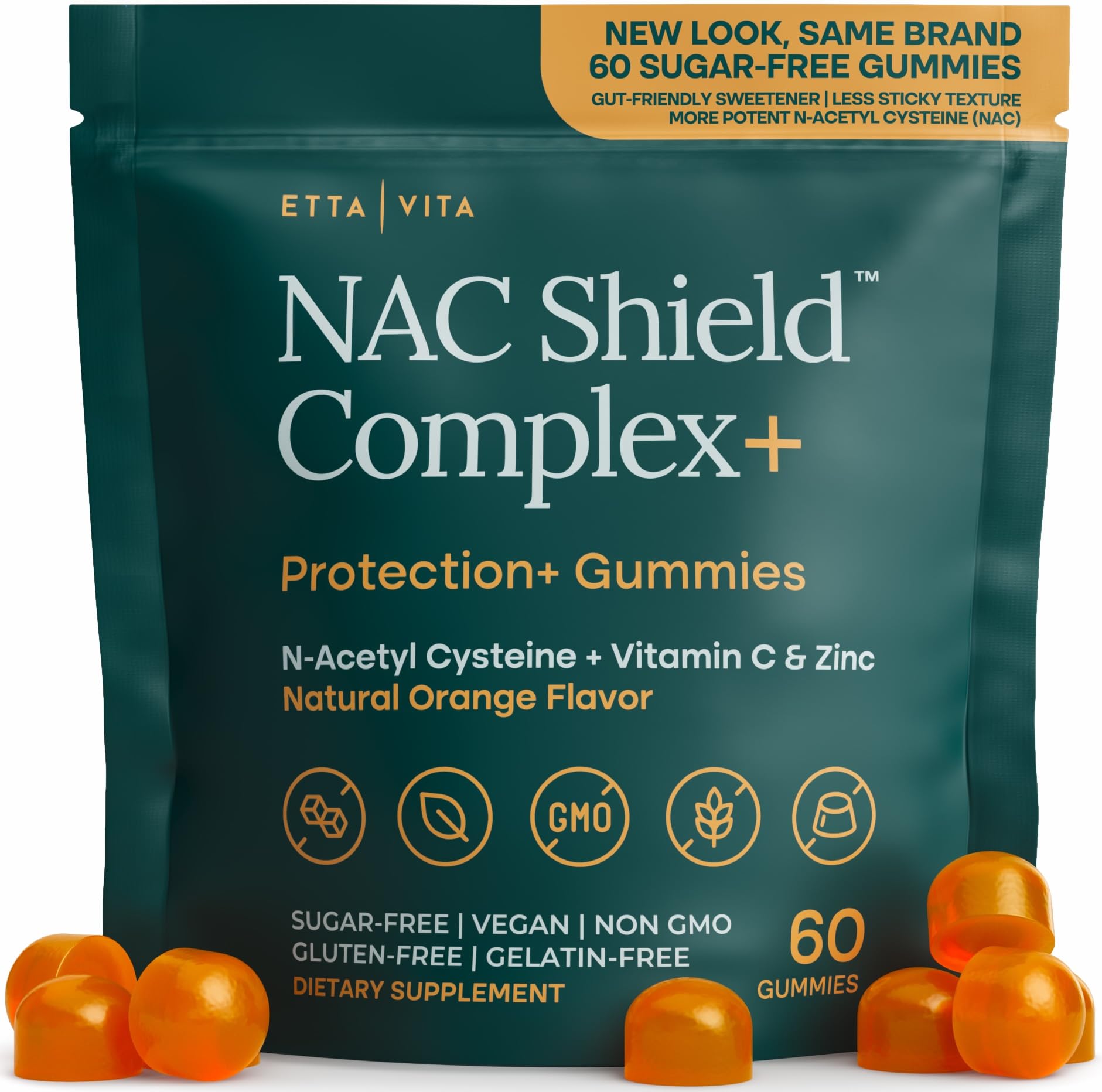 Sugar-Free NAC Gummies (Immune Support Complex) N-Acetyl Cysteine, Vitamin C & Zinc - Supports Respiratory Health, Liver Detox & Cleanse, Kidney Function, NAC Supplement for Kids and Adults - Vegan Etta Vita buy supplements canada