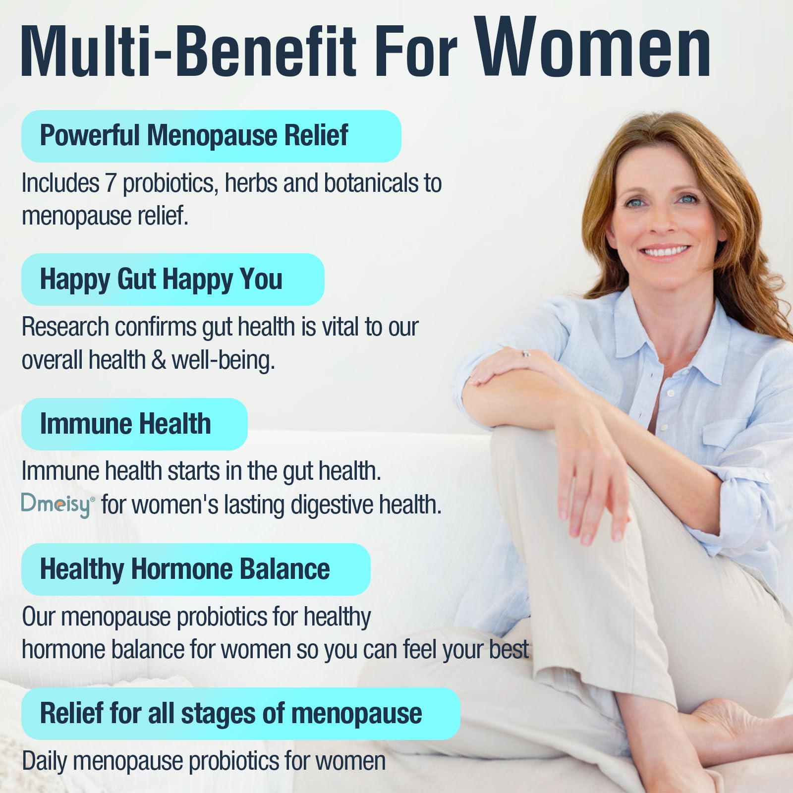 Menopause Supplements for Women, 120 Billion CFU Probiotic, 13-in-1 Herbs Probiotics Complex, for Menopause Relief, Hormone Balance, Hot Flashes, Night Sweats, Mood Swings, Gut & Immunity - 60 Capsule Dmeisy buy supplements canada