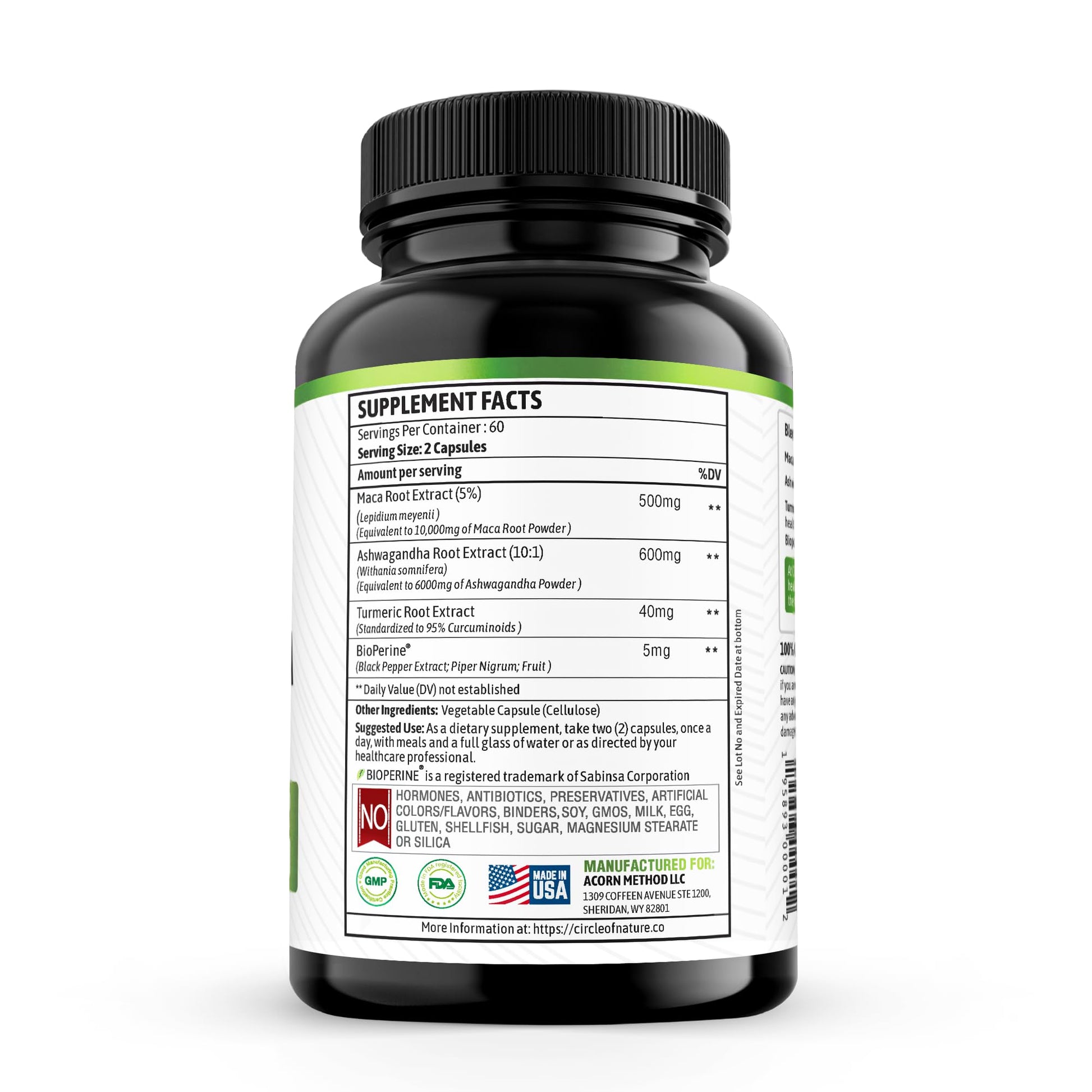 Maca Root 10,000 mg, Ashwagandha 6000mg Extract, Capsules for Men & Women CIRCLE OF NATURE buy supplements canada
