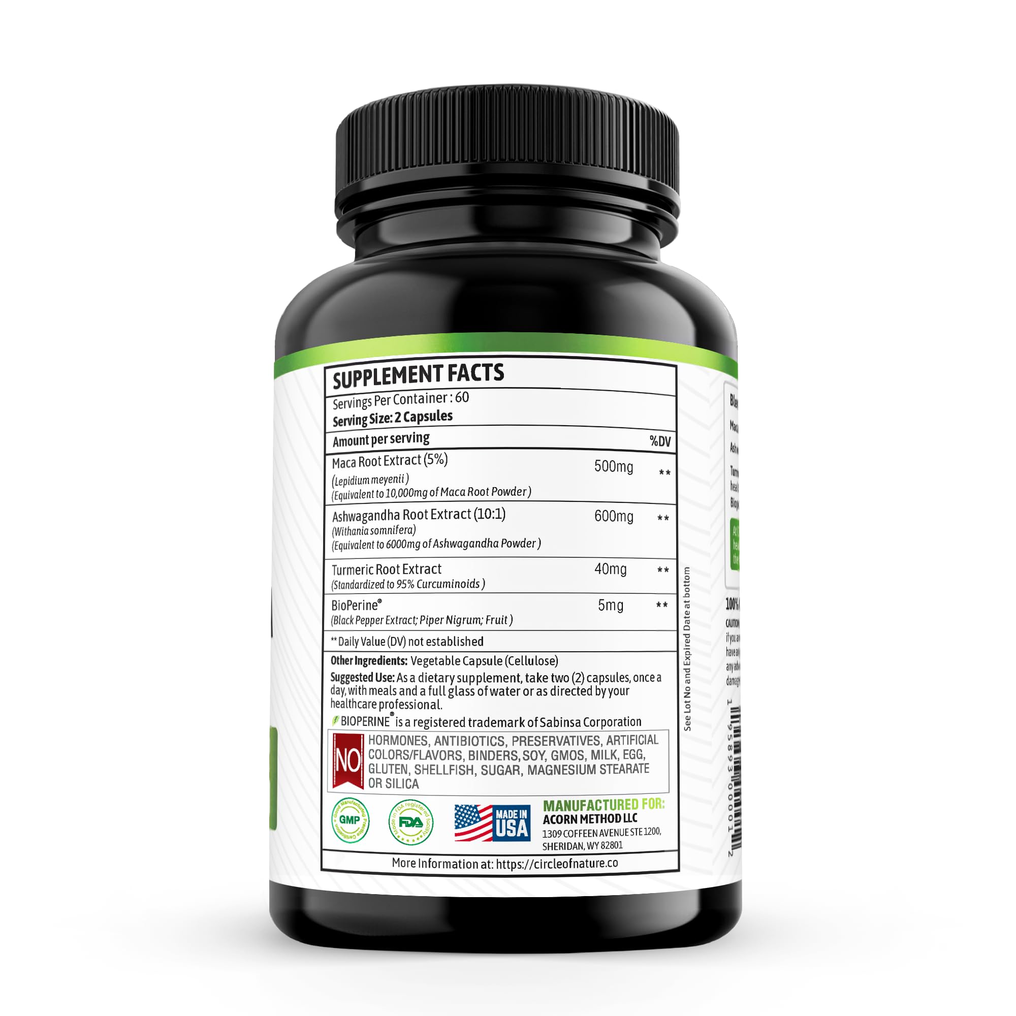 Maca Root 10,000 mg, Ashwagandha 6000mg Extract, Capsules for Men & Women CIRCLE OF NATURE buy supplements canada