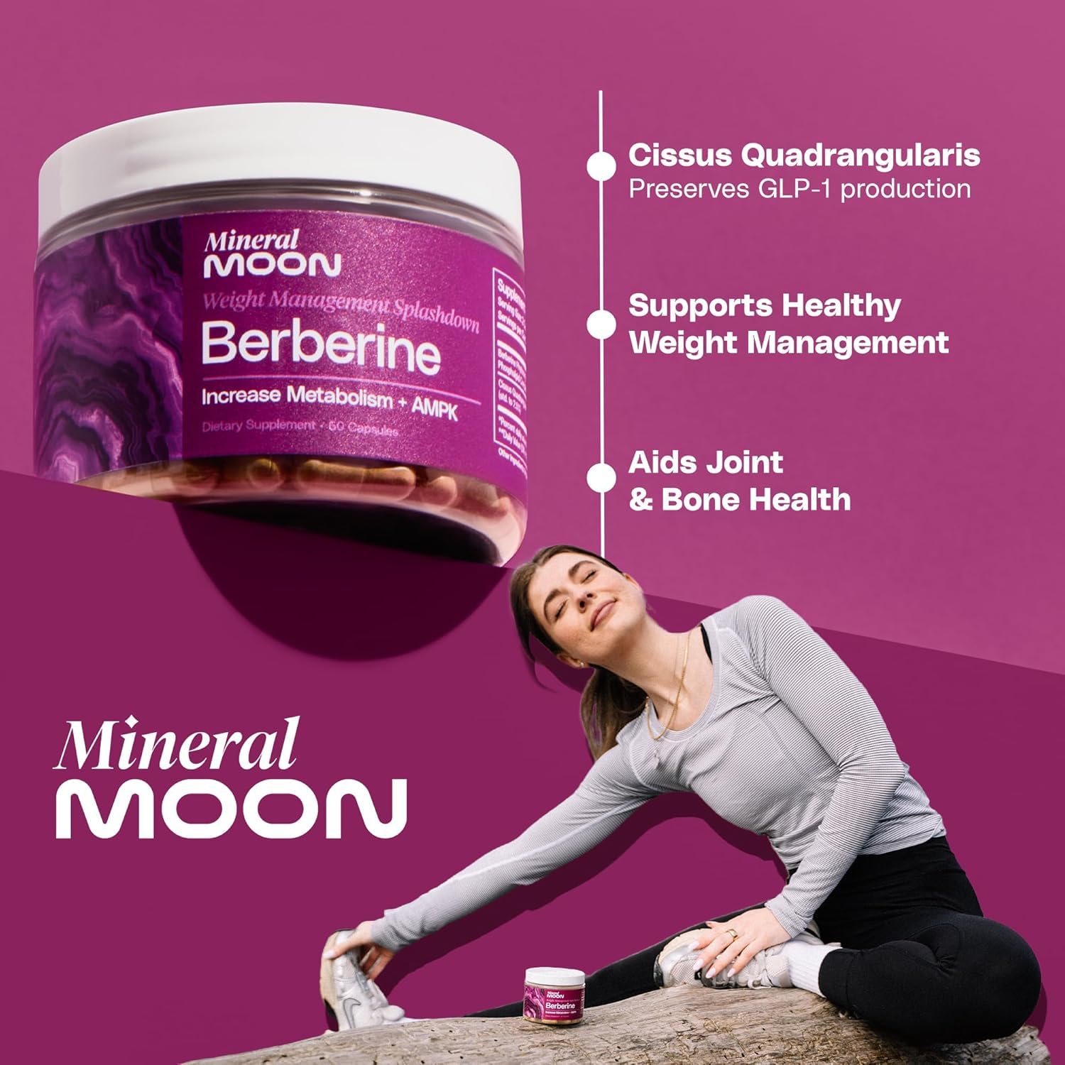 Mineral Moon Premium Berberine Supplement Body Composition, 60 Capsules - with Cissus Quadrangularis & Berberine Phytosome - Supports Overall Wellness Mineral Moon buy supplements canada