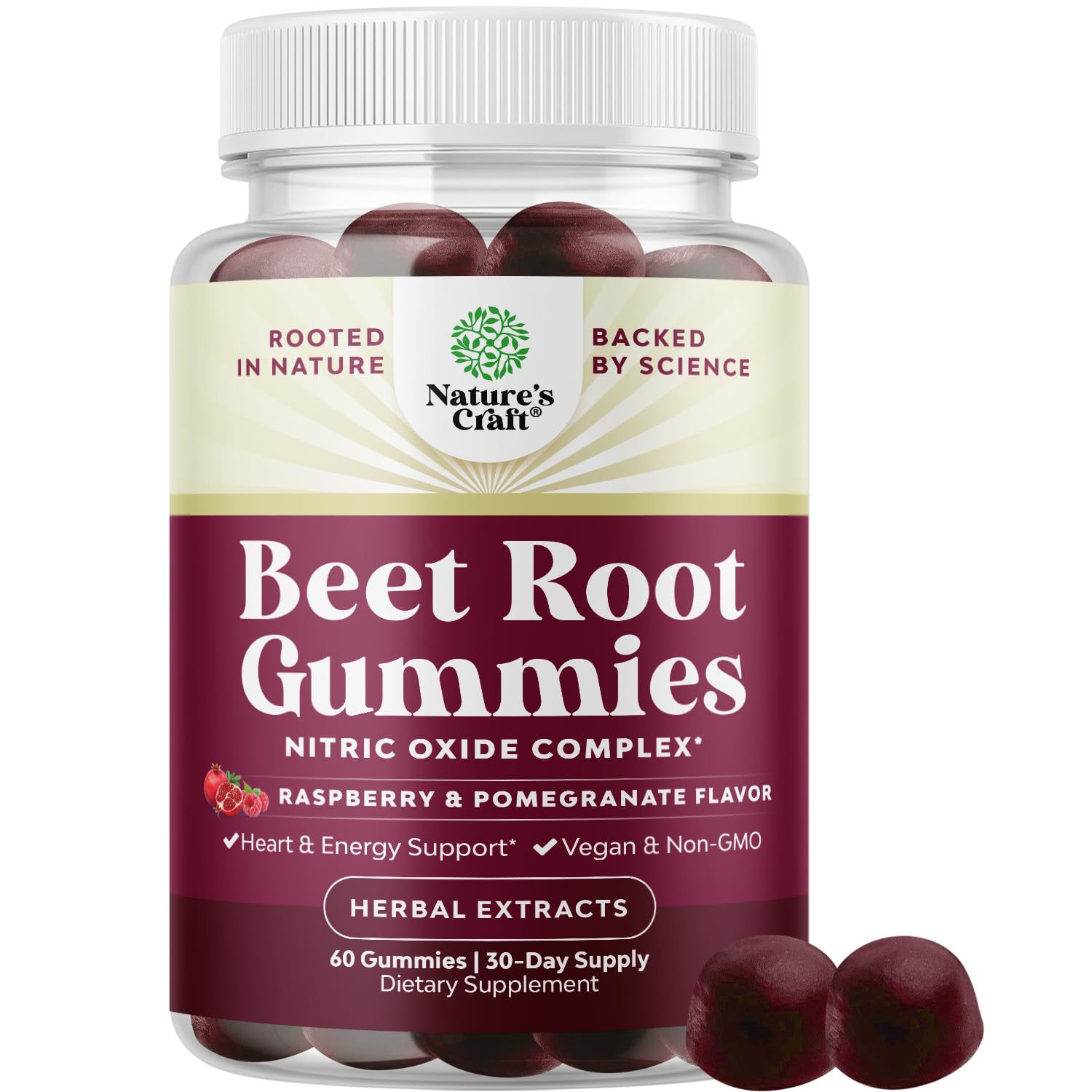 Flow Boosting Beet Root Gummies - Invigorating Beet Gummies for Adults Nitric Oxide Energy & Heart Health Support with Grapeseed Pomegranate & Vitamin B12 - Vegan Non-GMO & Gluten Free - 60 Count Natures Craft buy supplements canada