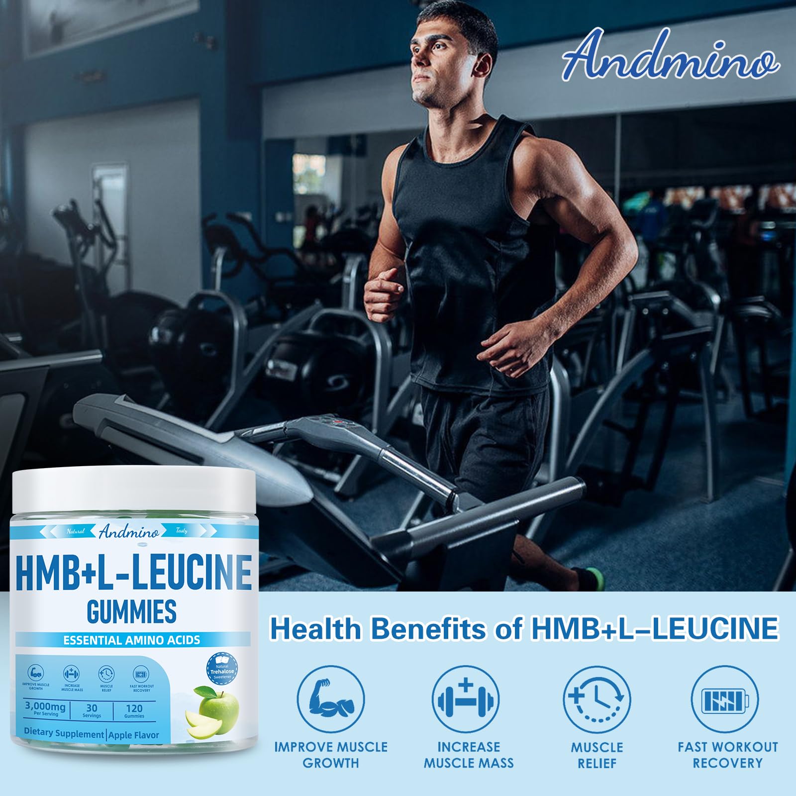 andmino HMB and L-Leucine Gummies, 3000mg, with Trehalose, for Muscle Growth, Muscle Relief and Workout Recovery, for Adults & Elder, Non-GMO andmino buy supplements canada