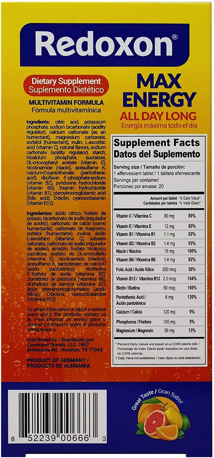 Redoxon Max Energy, Helps Support Inmune System, Citrus Flavor, 20 Effervescent Tablets, 2.82 Oz, Box Redoxon buy supplements canada