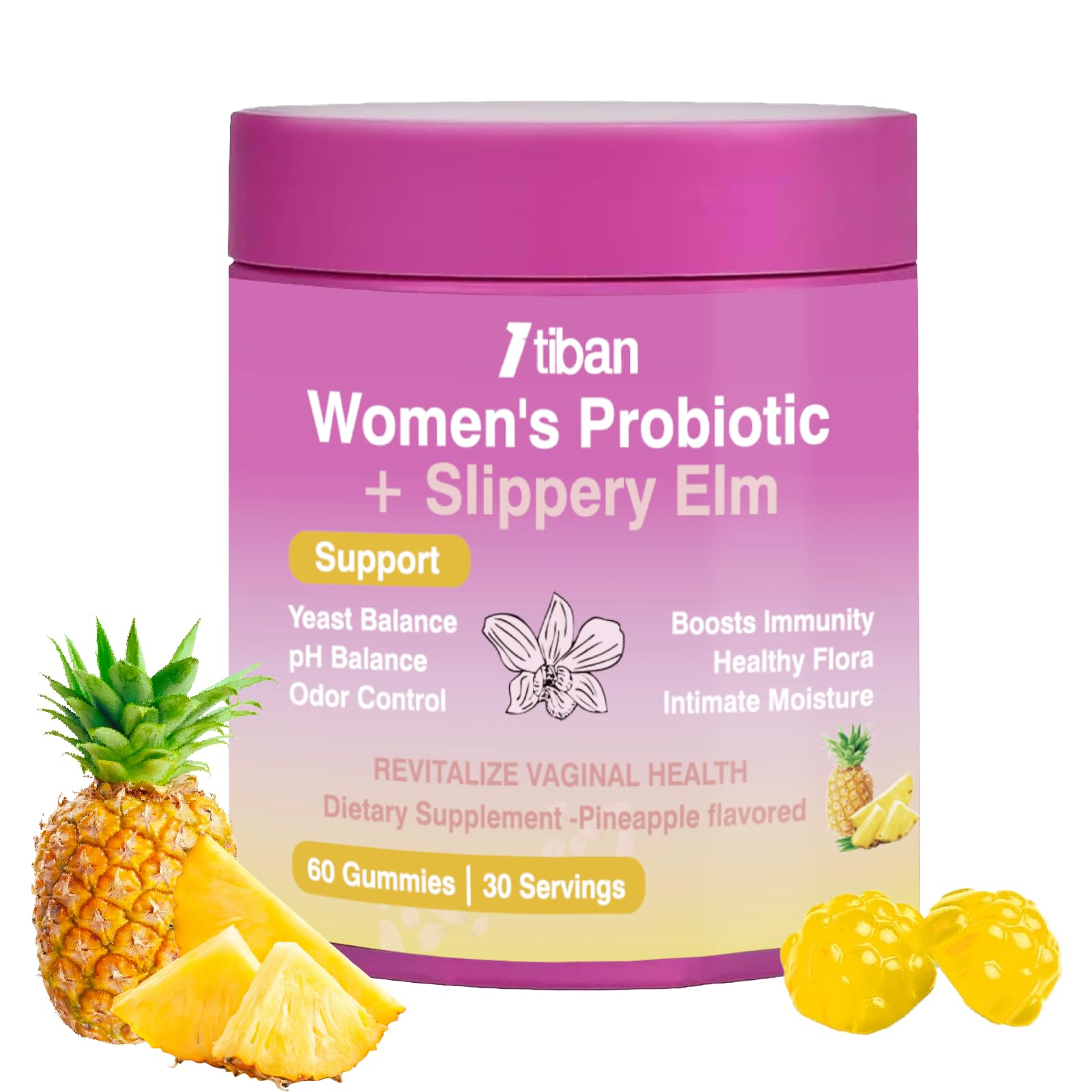 Itiban Feminine Vaginal Probiotics Gummies, Supports pH Balance & Digestive Health, Slippery Elm for Women, Suagr-Free Itiban buy supplements canada