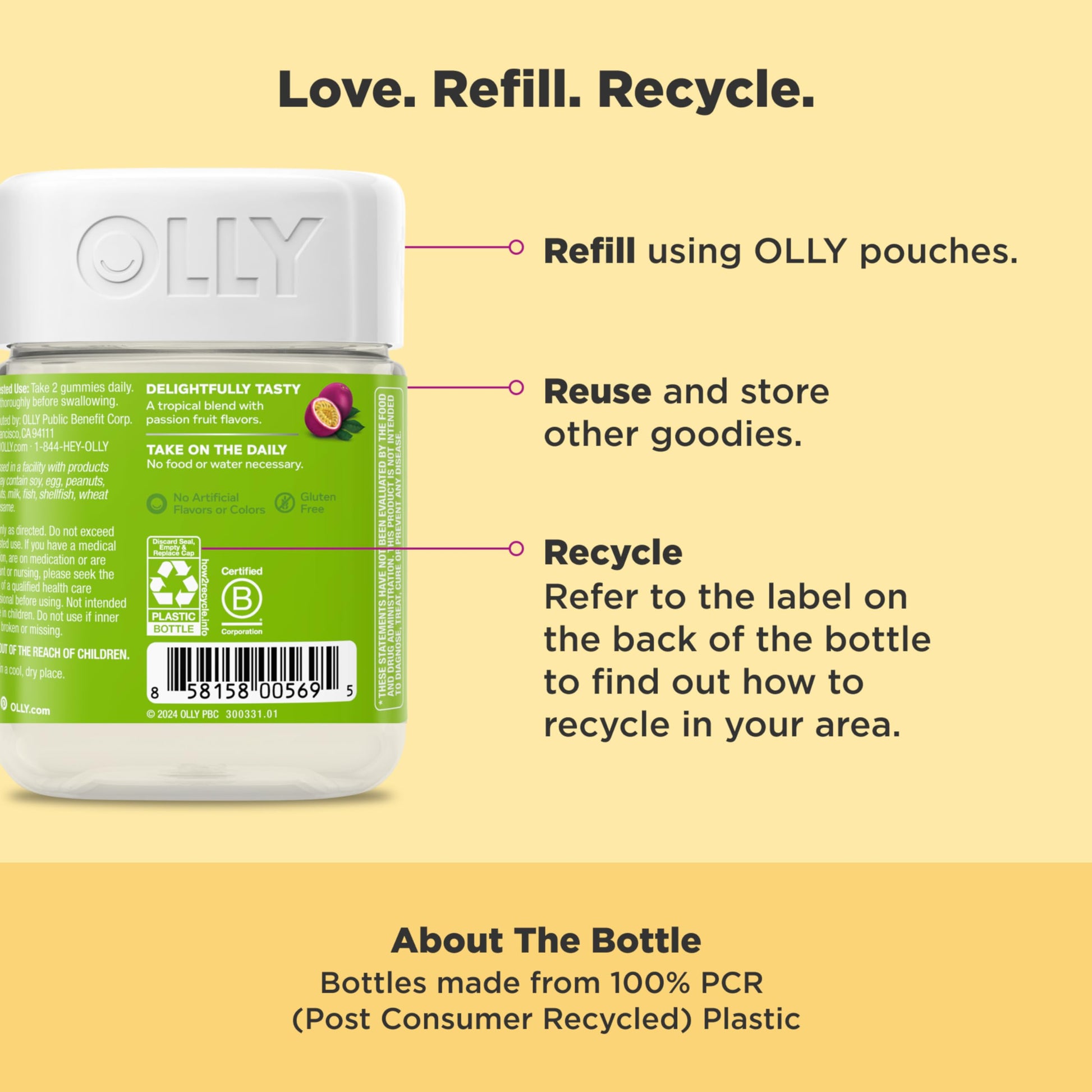 OLLY Daily Energy Gummy, Caffeine Free, Vitamin B12, CoQ10, Goji Berry, Adult Chewable Supplement, Tropical Flavor - 60 Count OLLY buy supplements canada