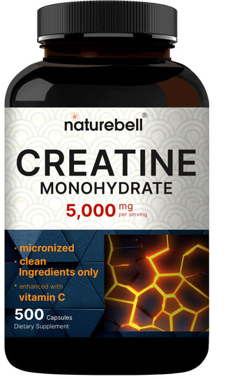 NatureBell Creatine Monohydrate Capsules 5,000mg Per Serving, 500 Count | Micronized, Unflavored Creatine Pills | Pre-Workout & Muscle Strength Support NatureBell buy supplements canada