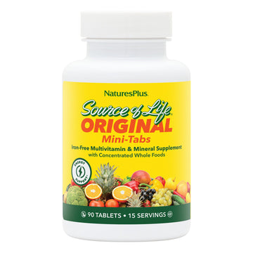 NaturesPlus Source of Life Mini-Tabs No Iron - 90 Vegetarian Mini Tablets - Easy to Swallow Natural Whole Food Multivitamin & Mineral Supplement for Health & Energy - 15 Servings NaturesPlus buy supplements canada