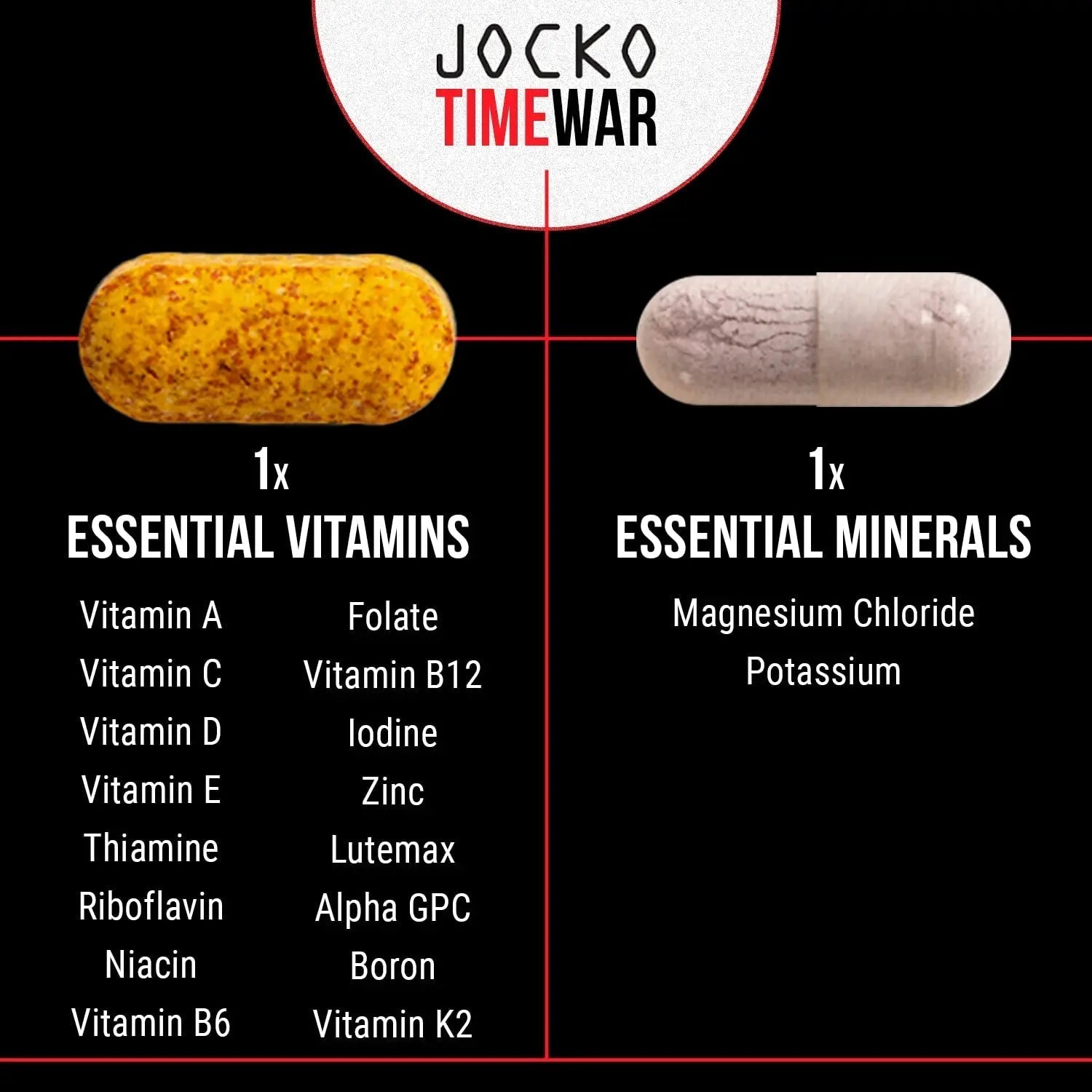 Jocko Fuel TIME WAR - Multivitamin for Men & Women. NAD Supplement for Healthy Aging, Heart, Bone, & Eye Health. Essential Vitamins and Minerals Jocko Fuel buy supplements canada