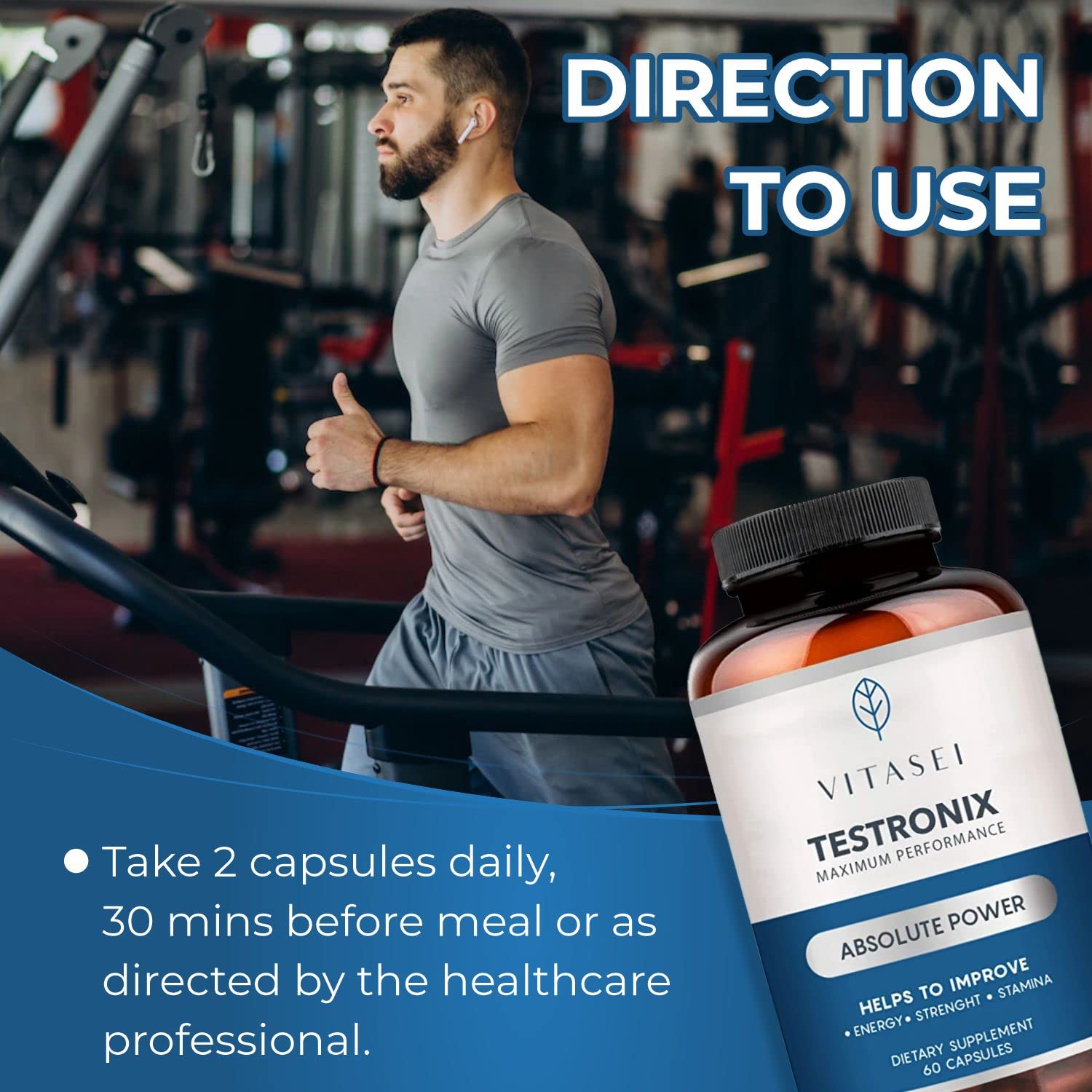 VITASEI Testronix Performance Supplement for Men - Energy and Muscle Supplements for Mens Health - 60 Capsules (Pack of 2) VITASEI buy supplements canada